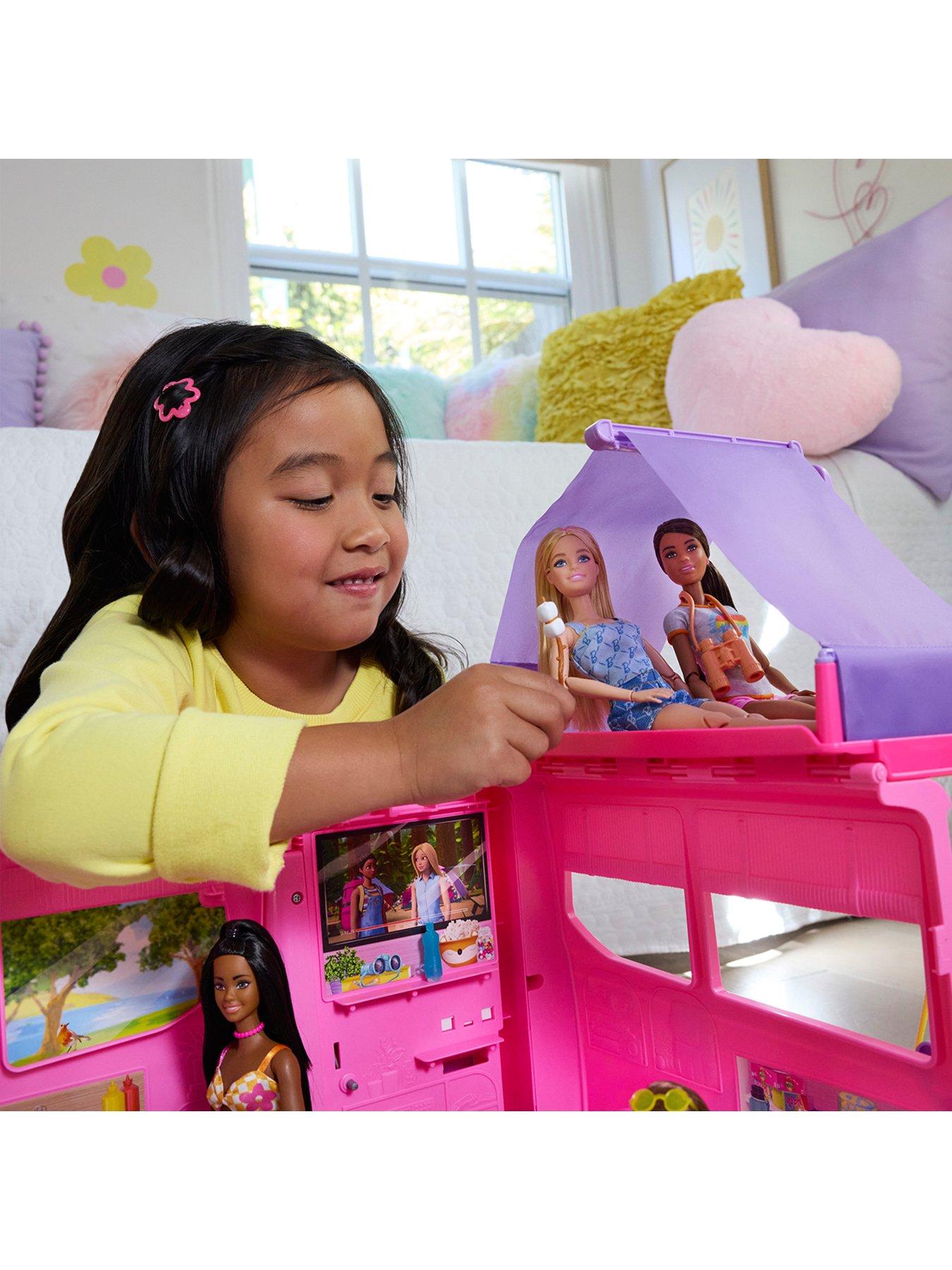 Barbie Dream Camper Playset with Roof Tent BBQ Grill