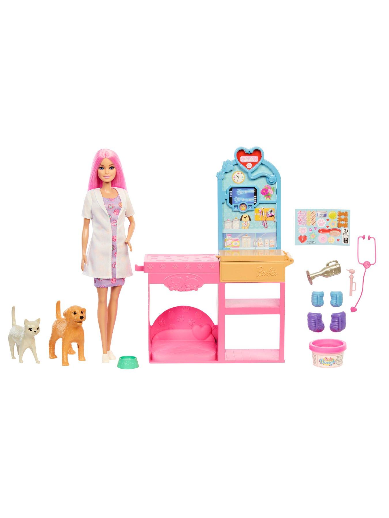 Image 4 of 5 of Barbie Fast Cast Veterinarian Clinic Playset with Pink Colored Hair Fashion Doll, Vet Furniture &amp; 10+ Accessories