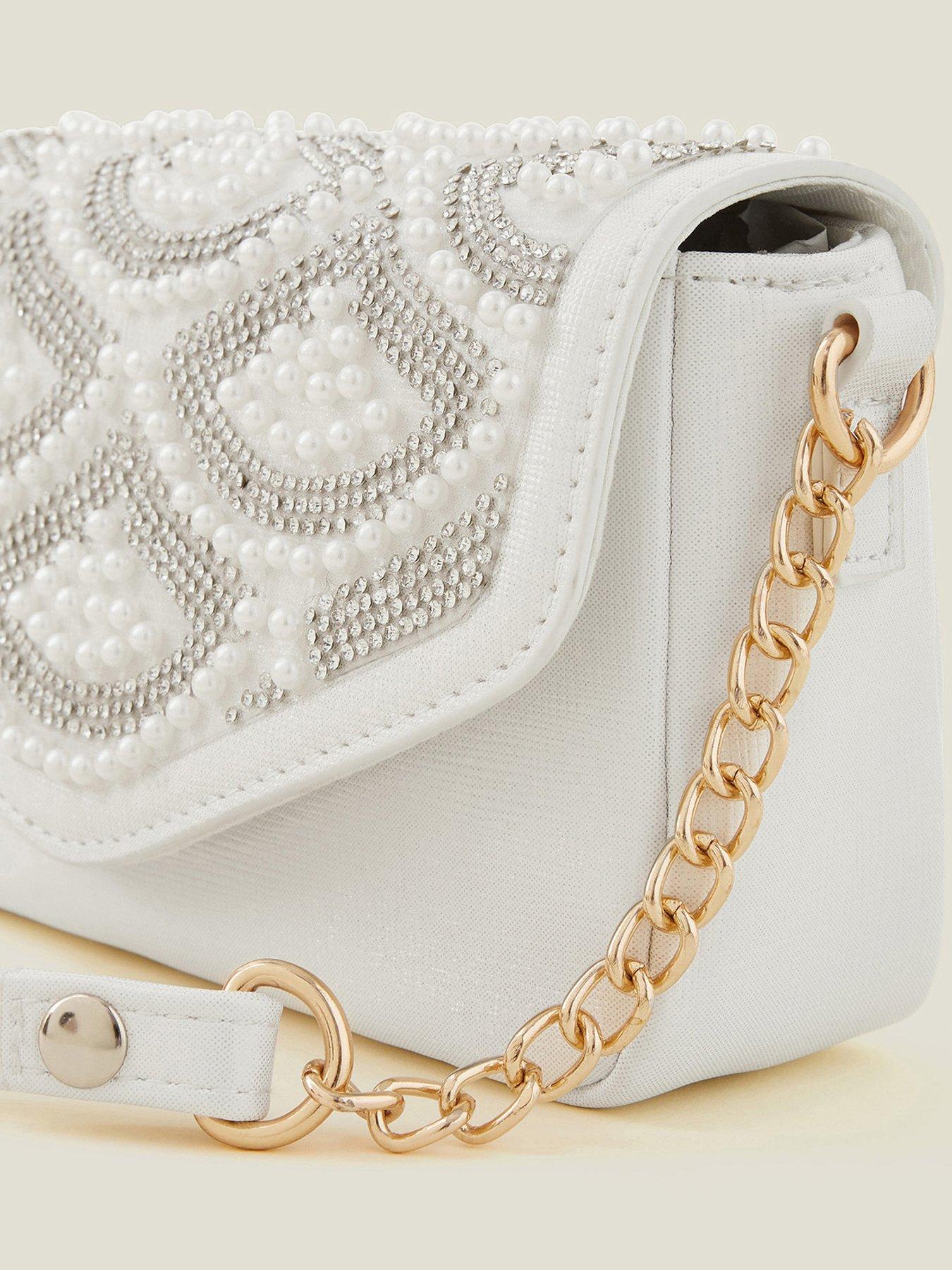  image of accessorize-girls-pearl-fan-bag-light-cream