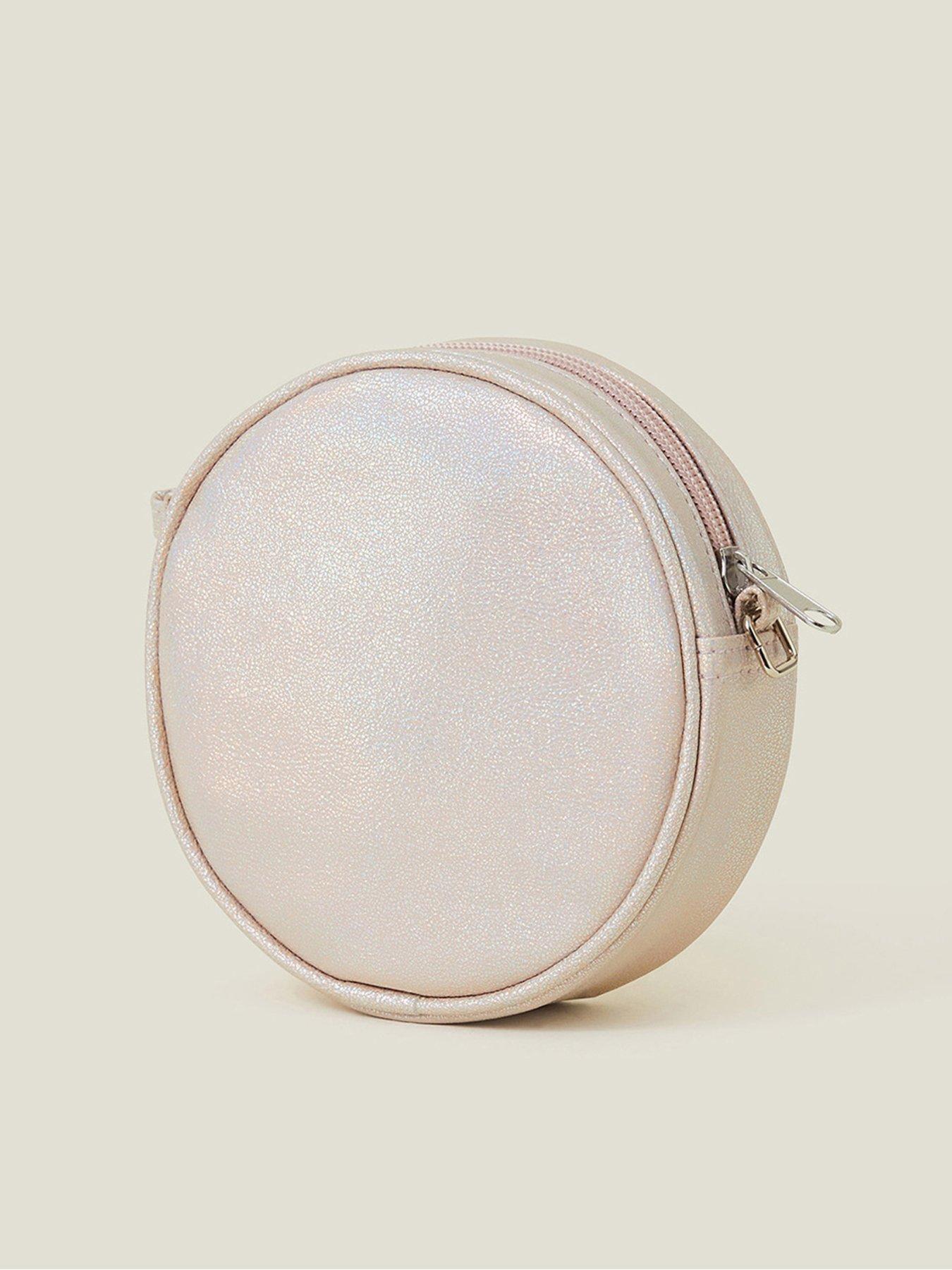  image of accessorize-girls-pearl-bow-round-bag-pink