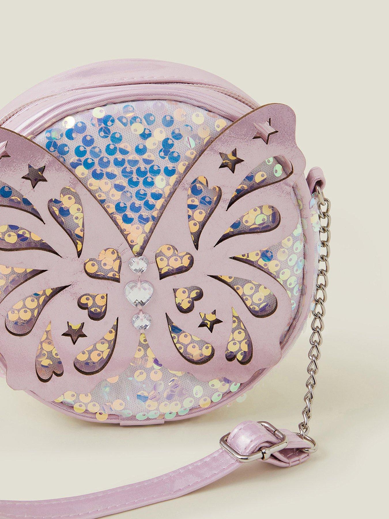  image of accessorize-girls-sequin-butterfly-bag-pink
