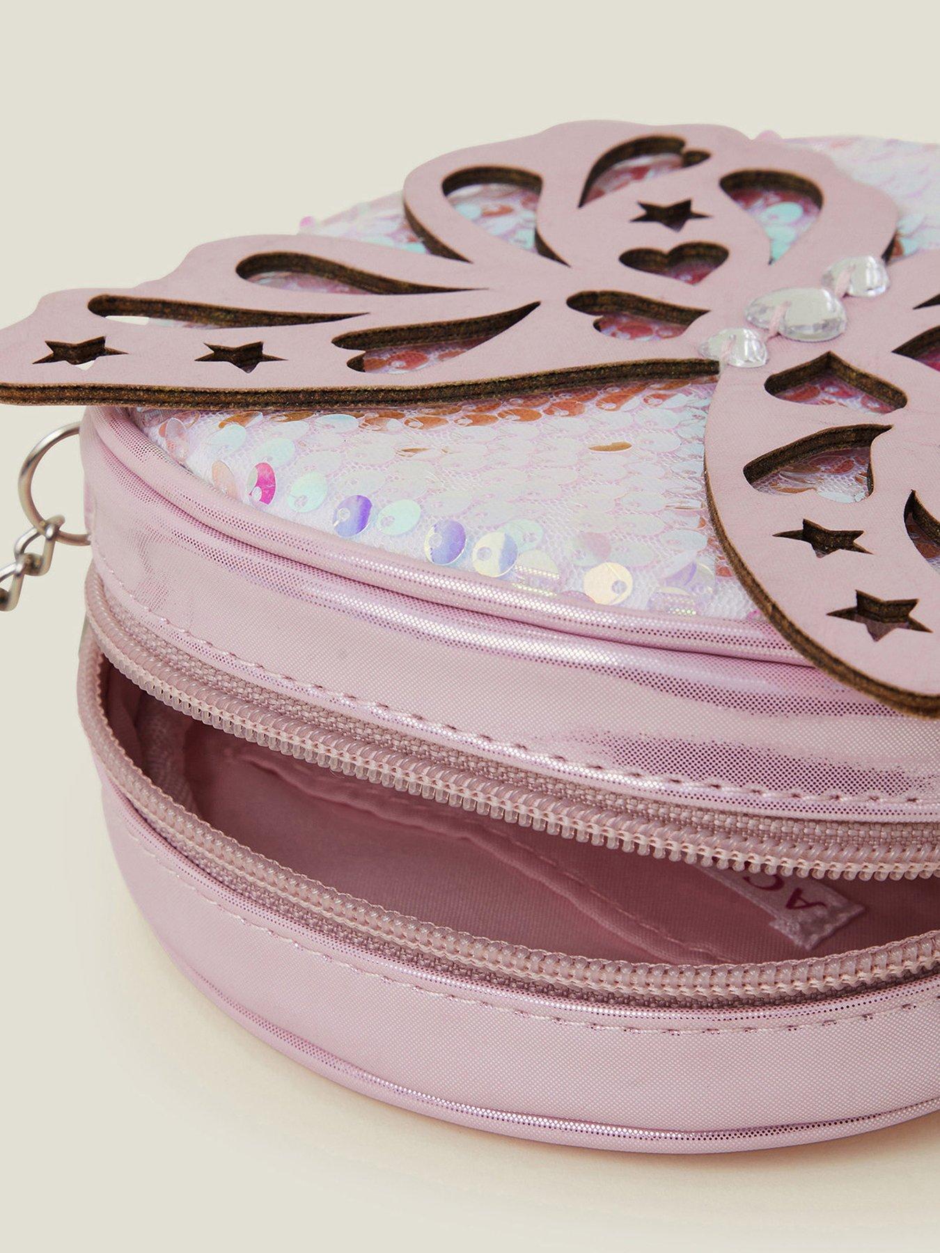  image of accessorize-girls-sequin-butterfly-bag-pink