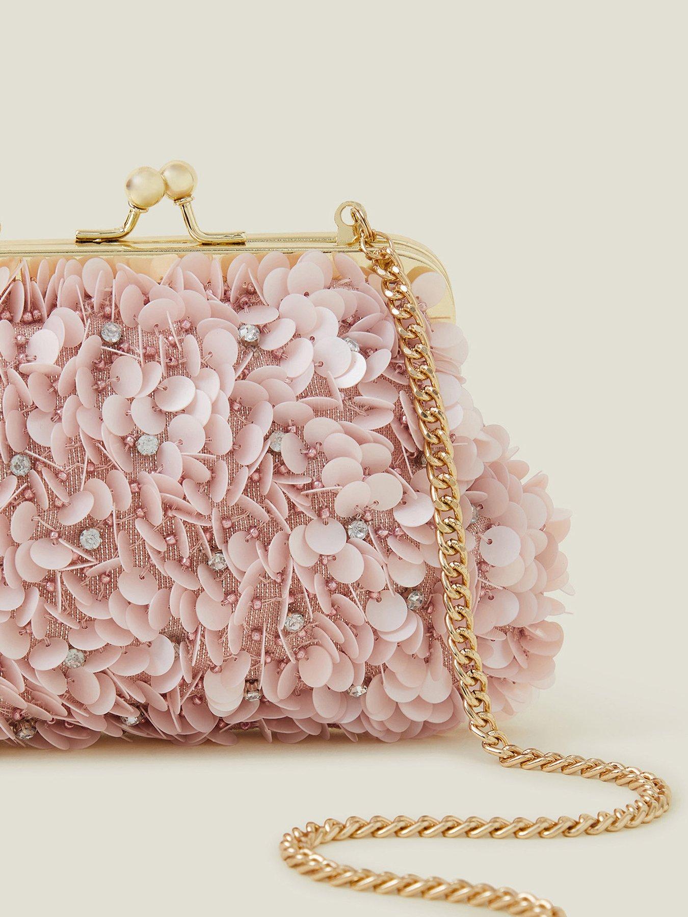  image of accessorize-girls-sequin-flower-clip-bag-pink