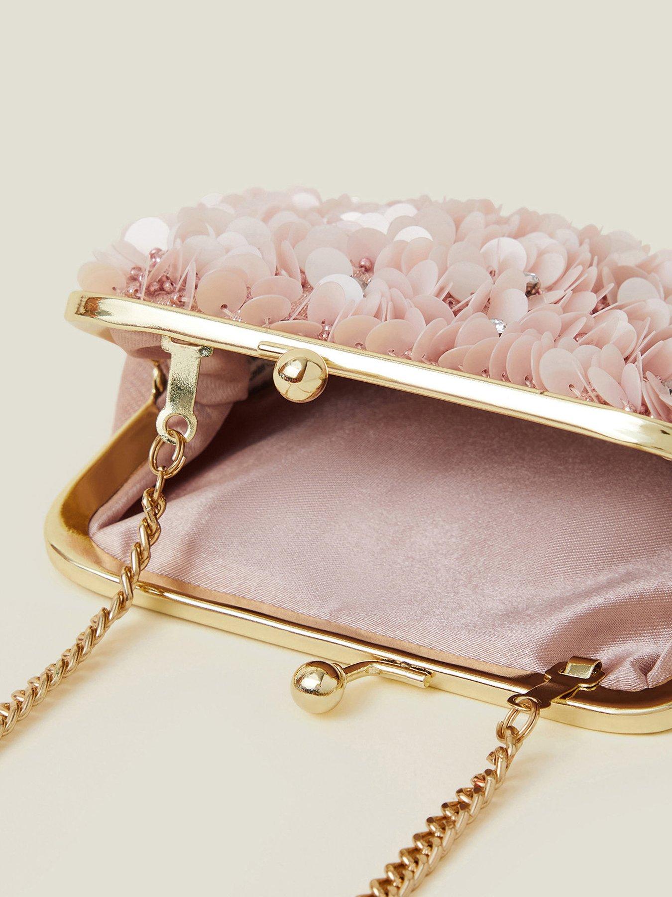  image of accessorize-girls-sequin-flower-clip-bag-pink