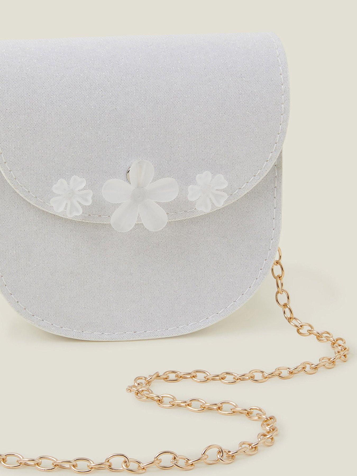  image of accessorize-girls-gem-flower-bag-light-cream