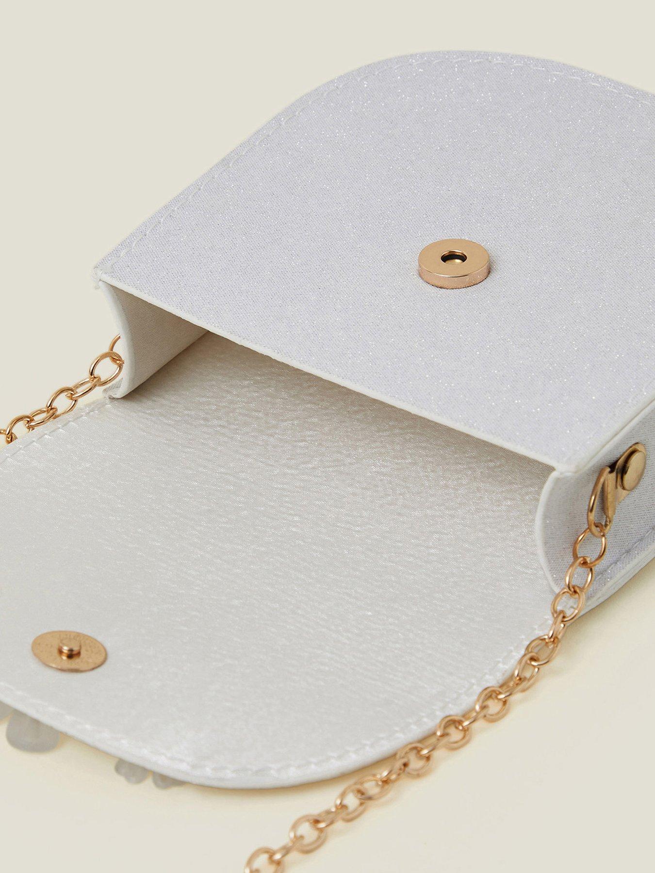  image of accessorize-girls-gem-flower-bag-light-cream