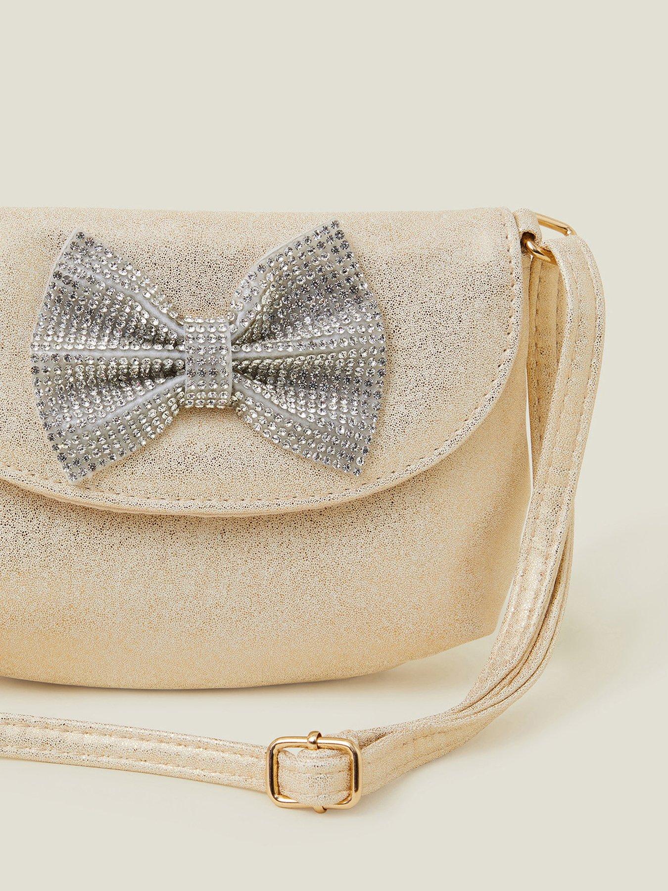  image of accessorize-girls-gem-bow-bag-gold