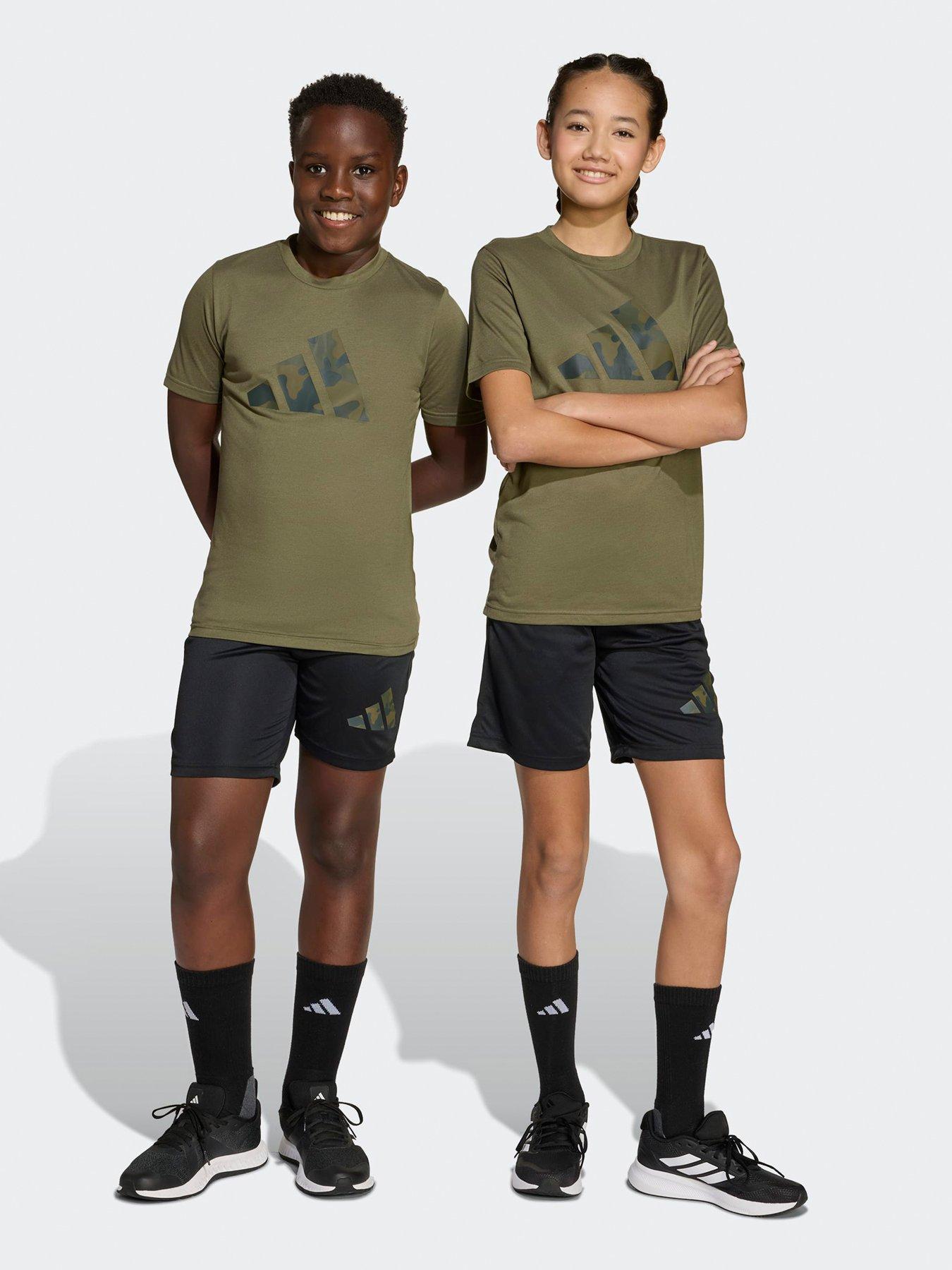 undefined Unisex Junior Training Essentials Print T-Shirt  &  Short Set - Khaki