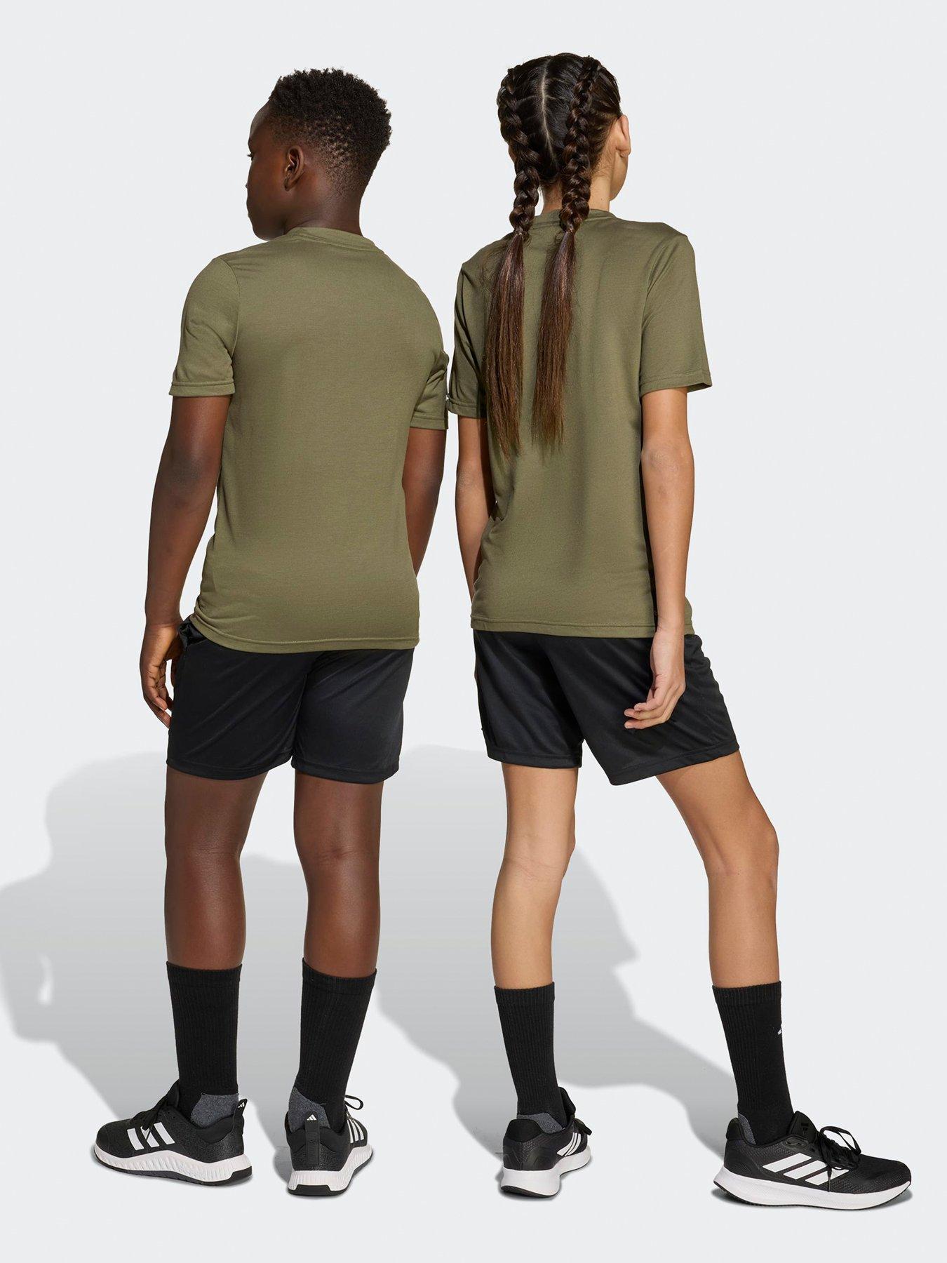 Image 2 of 5 of adidas Unisex Junior Training Essentials Print T-Shirt &amp; Short Set - Khaki