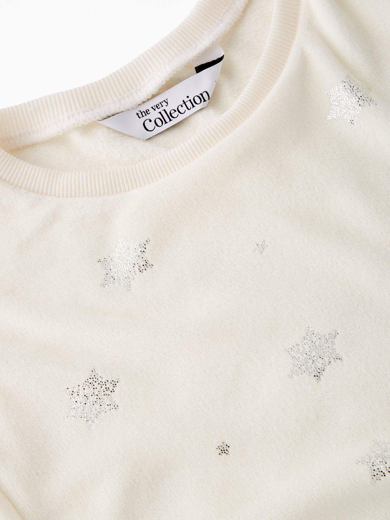 Image 3 of 5 of The Very Collection Girls Family Christmas Pj Soft Touch Foil Sweat And Jogger - Cream