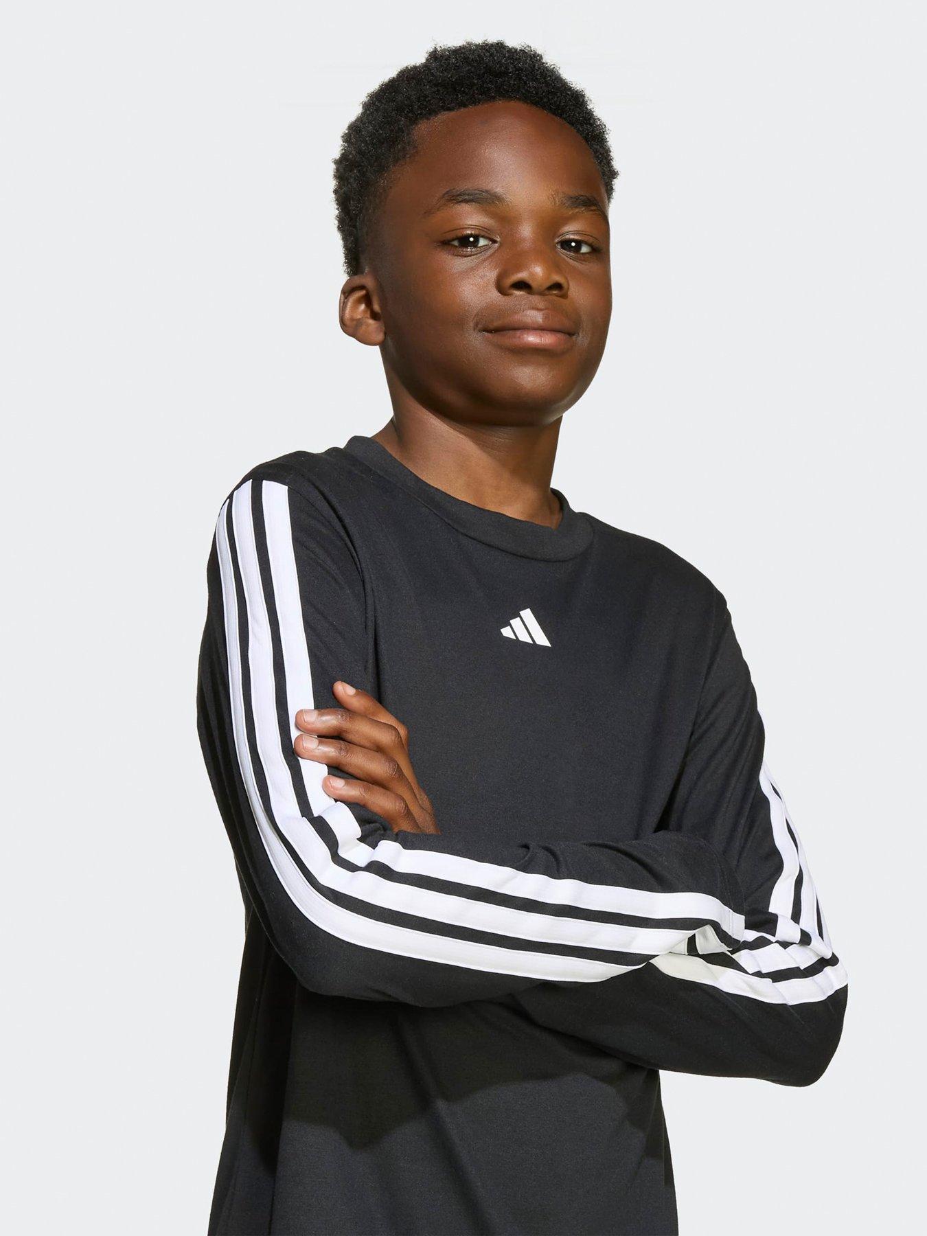 Image 4 of 5 of adidas Unisex Junior Training Essentials 3 Stripe Long Sleeve Top - Black