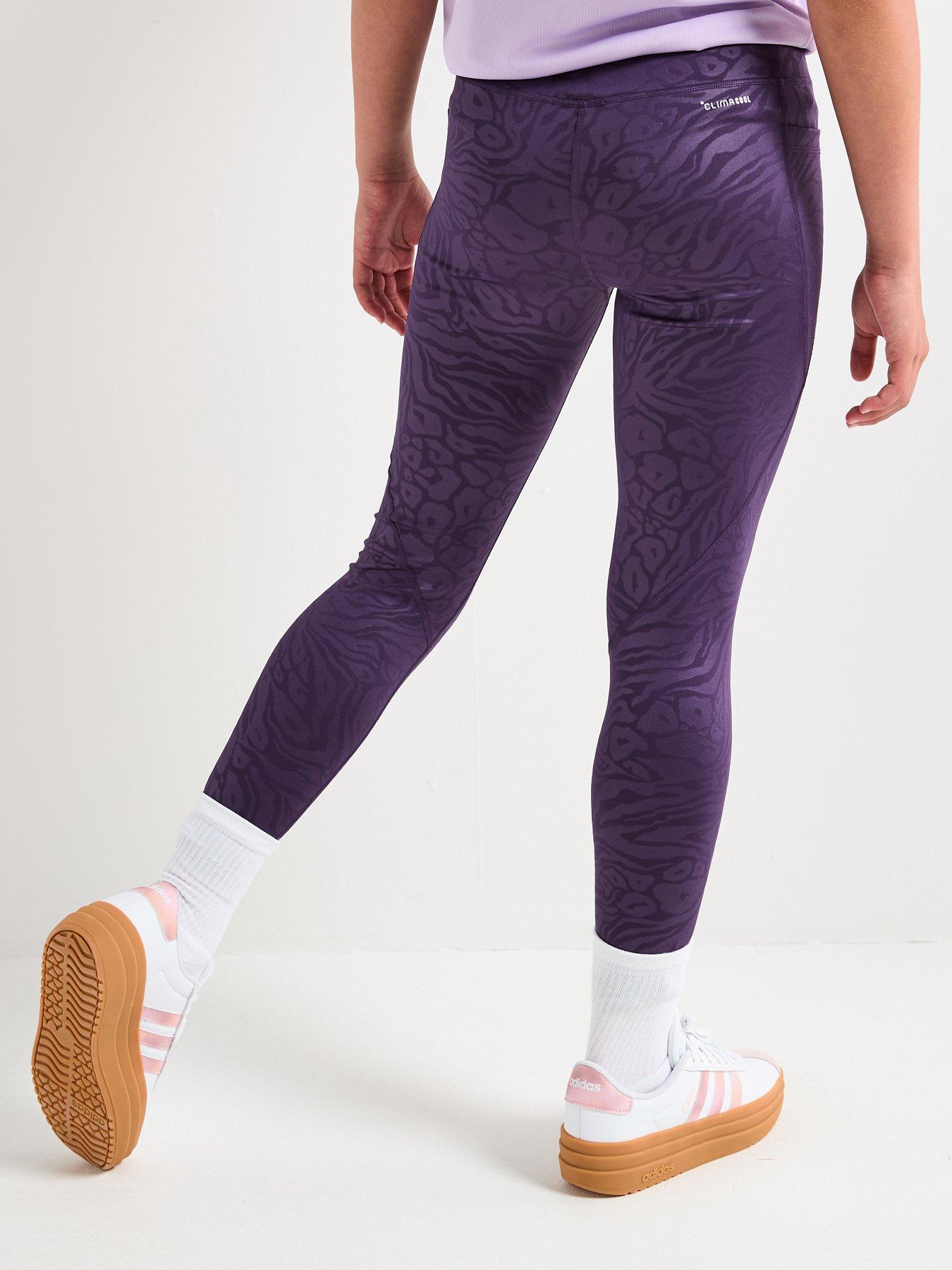  image of adidas-girls-junior-training-optime-print-tights-purple