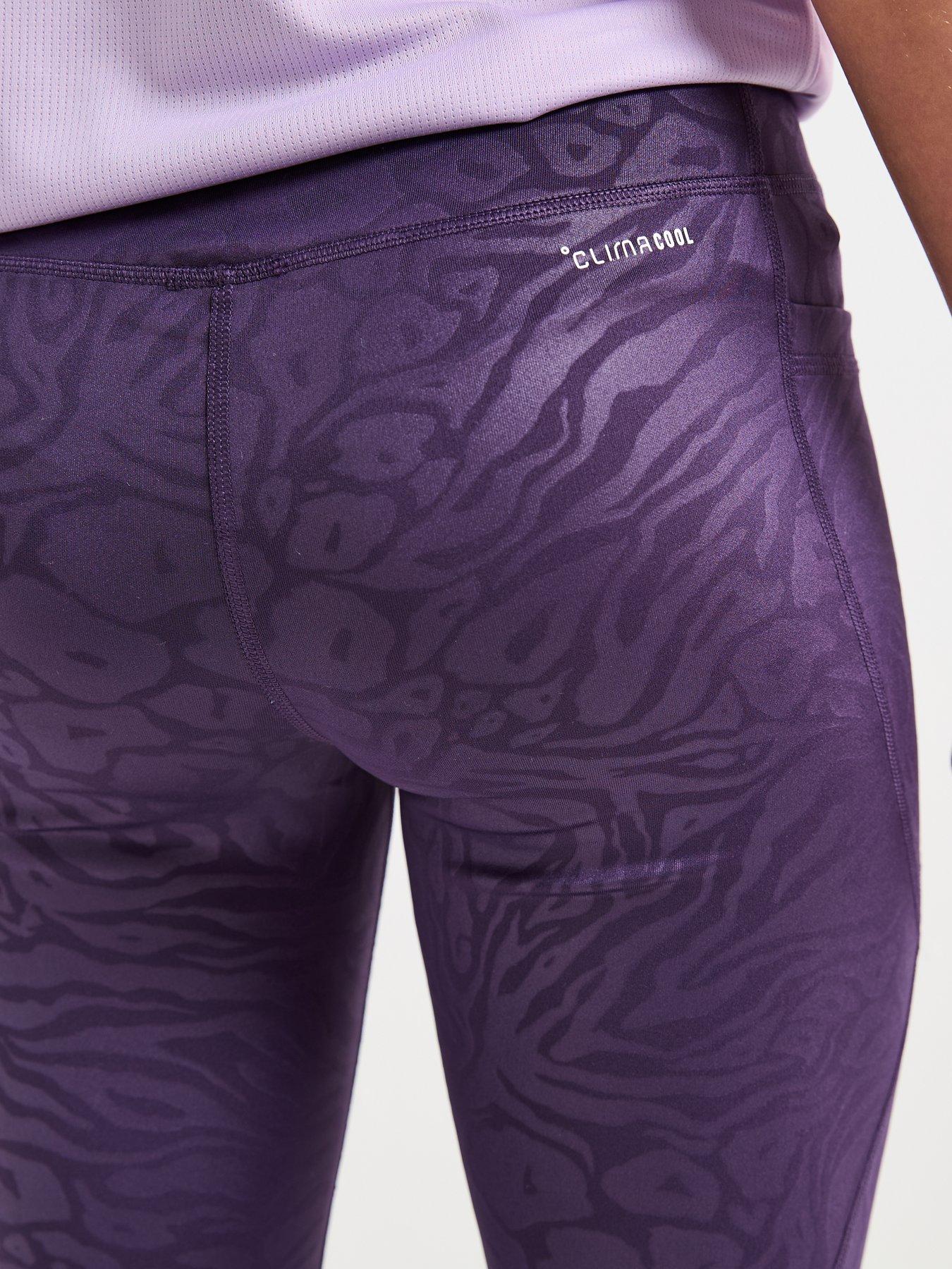  image of adidas-girls-junior-training-optime-print-tights-purple