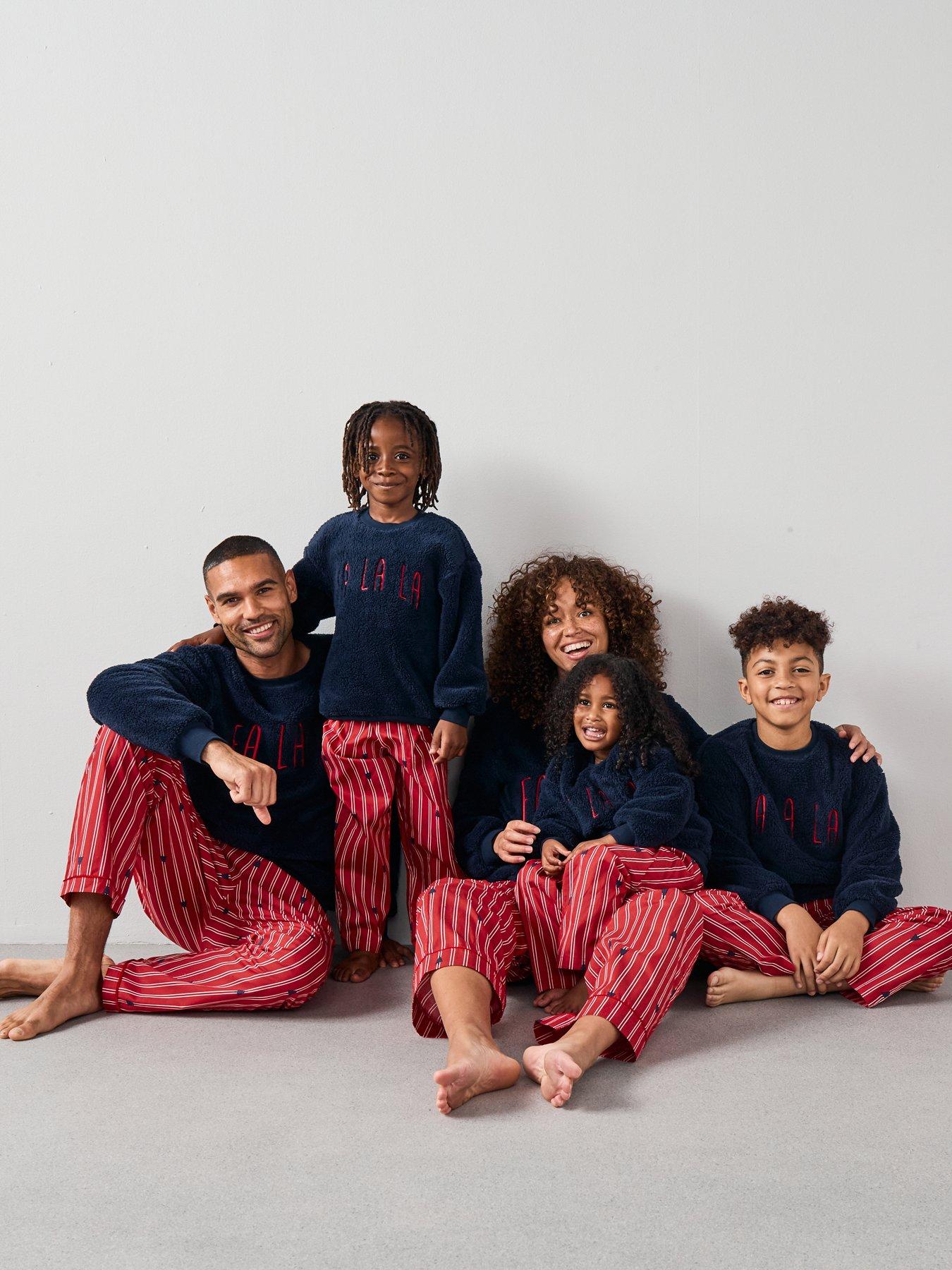 undefined Kids Family Christmas Pj Borg Sweat And Xmas Tree Wide Leg Trousers - Navy