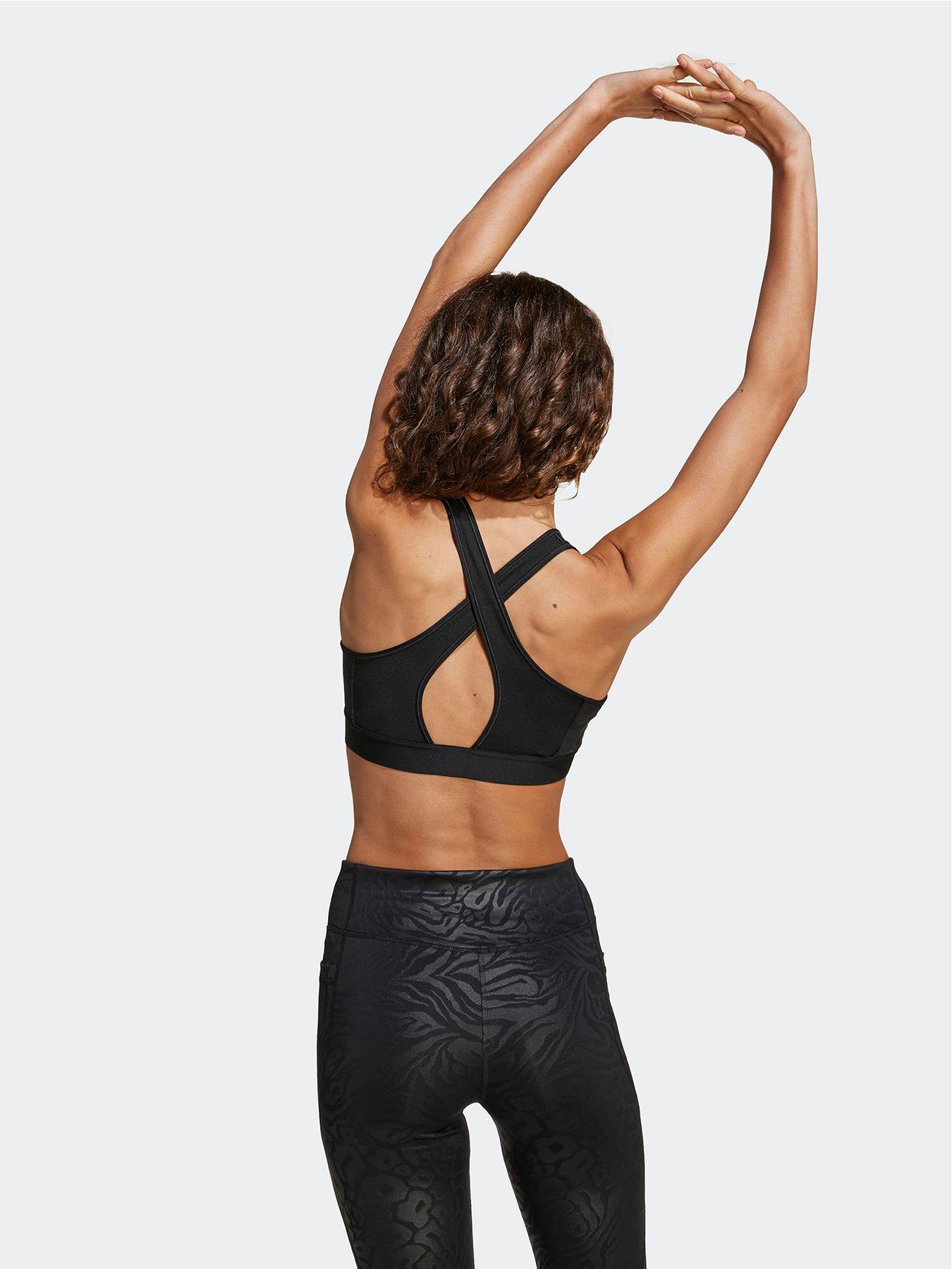 Image 2 of 5 of adidas Girls Junior Training Print Sports Bra - Black