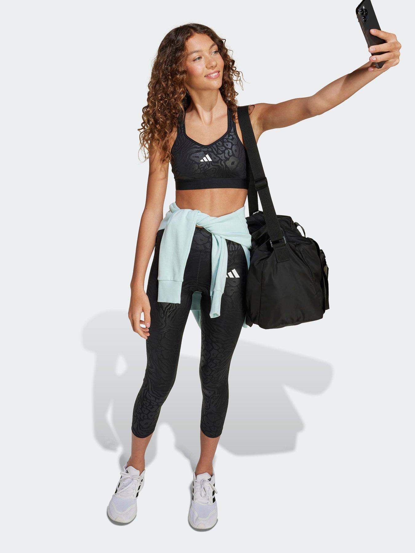 Image 3 of 5 of adidas Girls Junior Training Print Sports Bra - Black