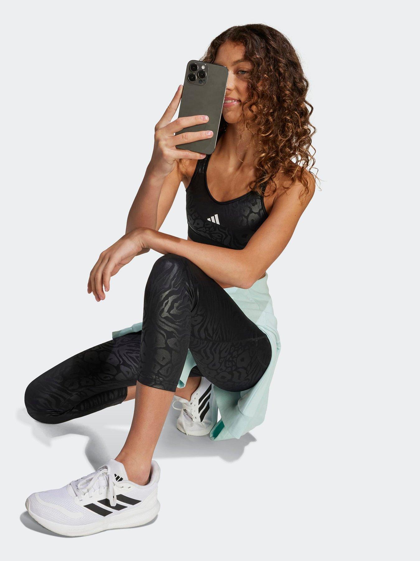 Image 5 of 5 of adidas Girls Junior Training Print Sports Bra - Black
