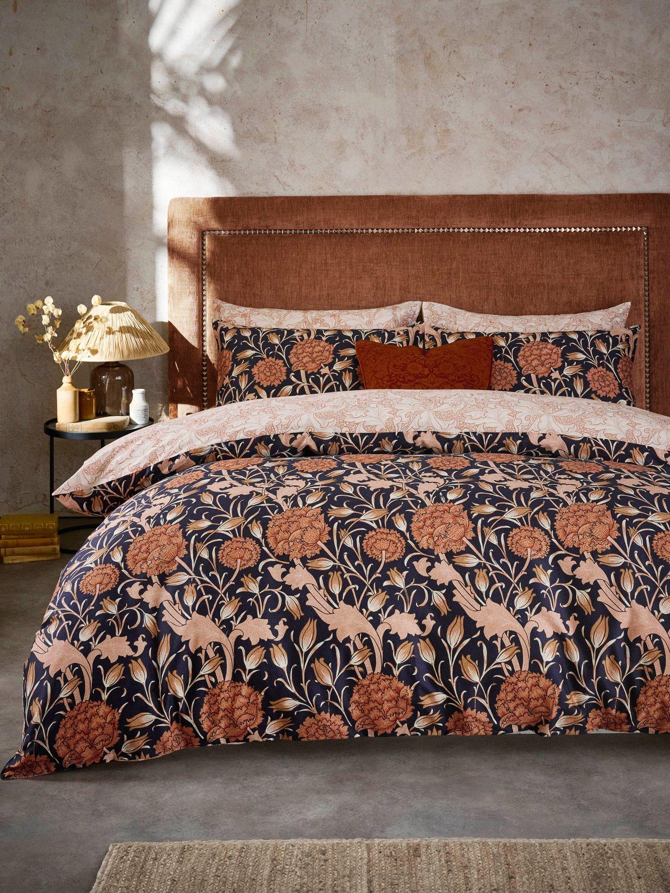  image of william-morris-at-home-wild-tulip-100-cotton-sateen-duvet-cover-set