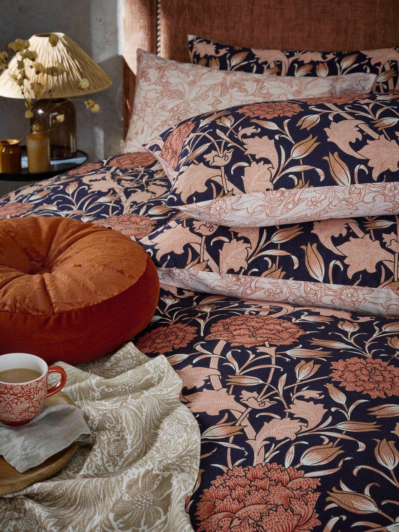  image of william-morris-at-home-wild-tulip-100-cotton-sateen-duvet-cover-set