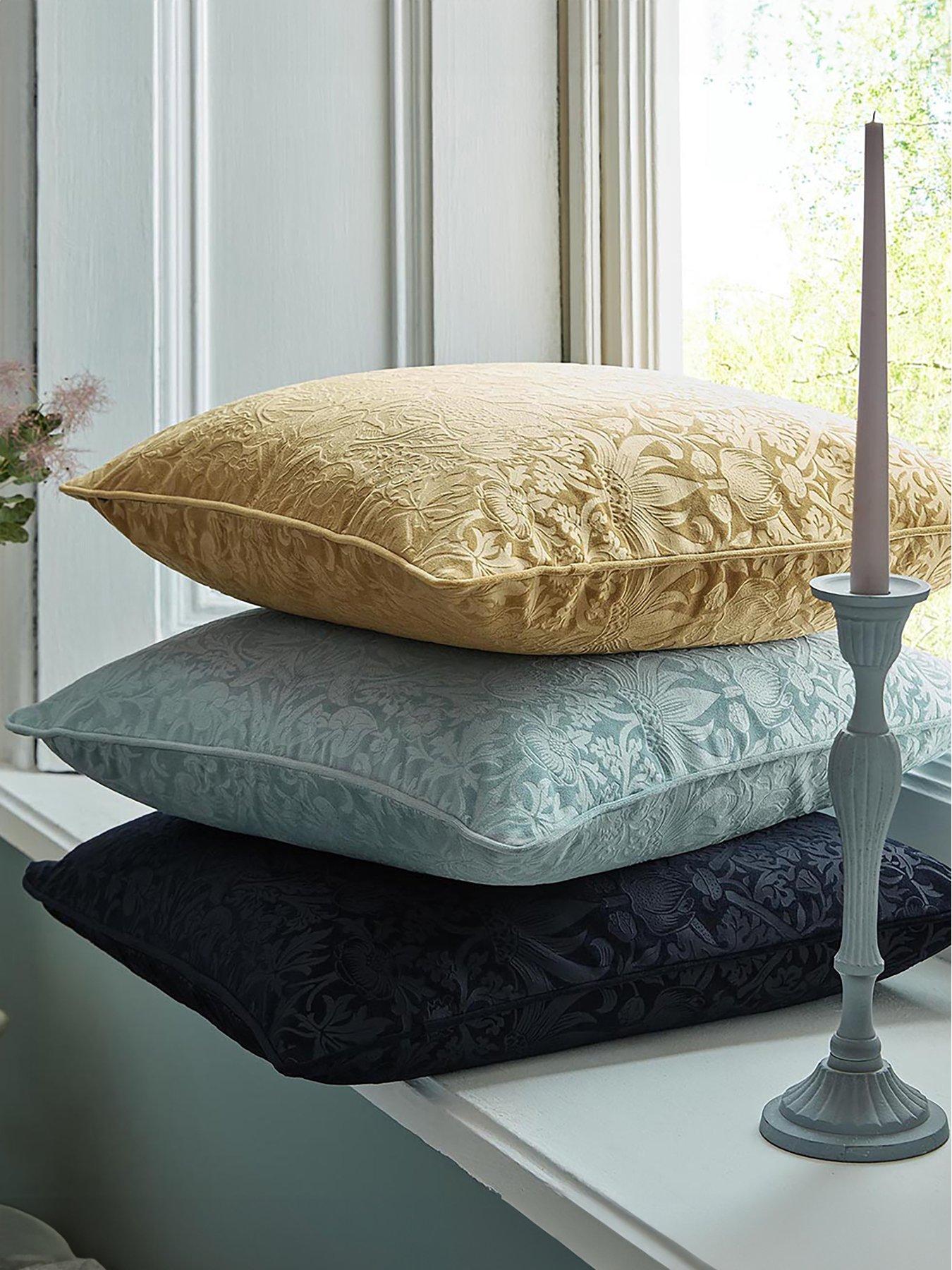 William Morris at Home Strawberry Thief Embossed Cushion in Cider