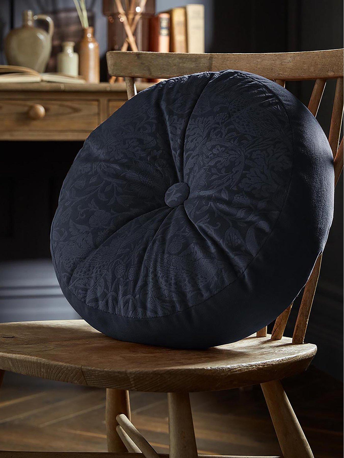 william-morris-at-home-strawberry-thief-embossed-circular-cushion-in-prussian-blue