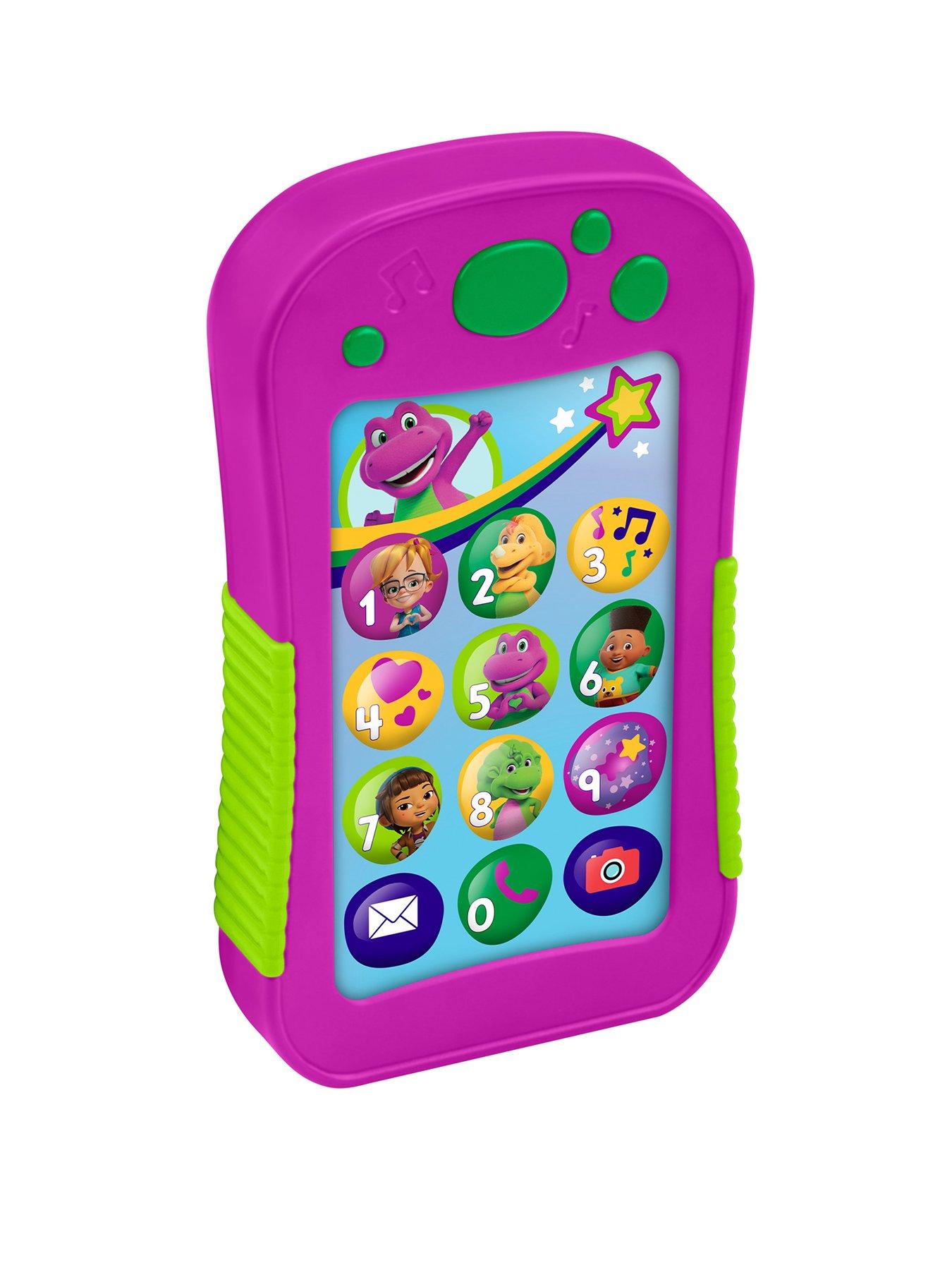 Barney Fisher-Price Barney's World Hey Barney Phone Musical Toddler Toy with Lights for Kids, Multilanguage Version