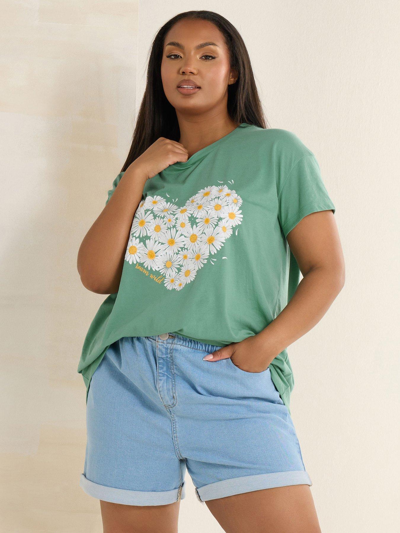 undefined Curve Daisy Placement T-Shirt - Green