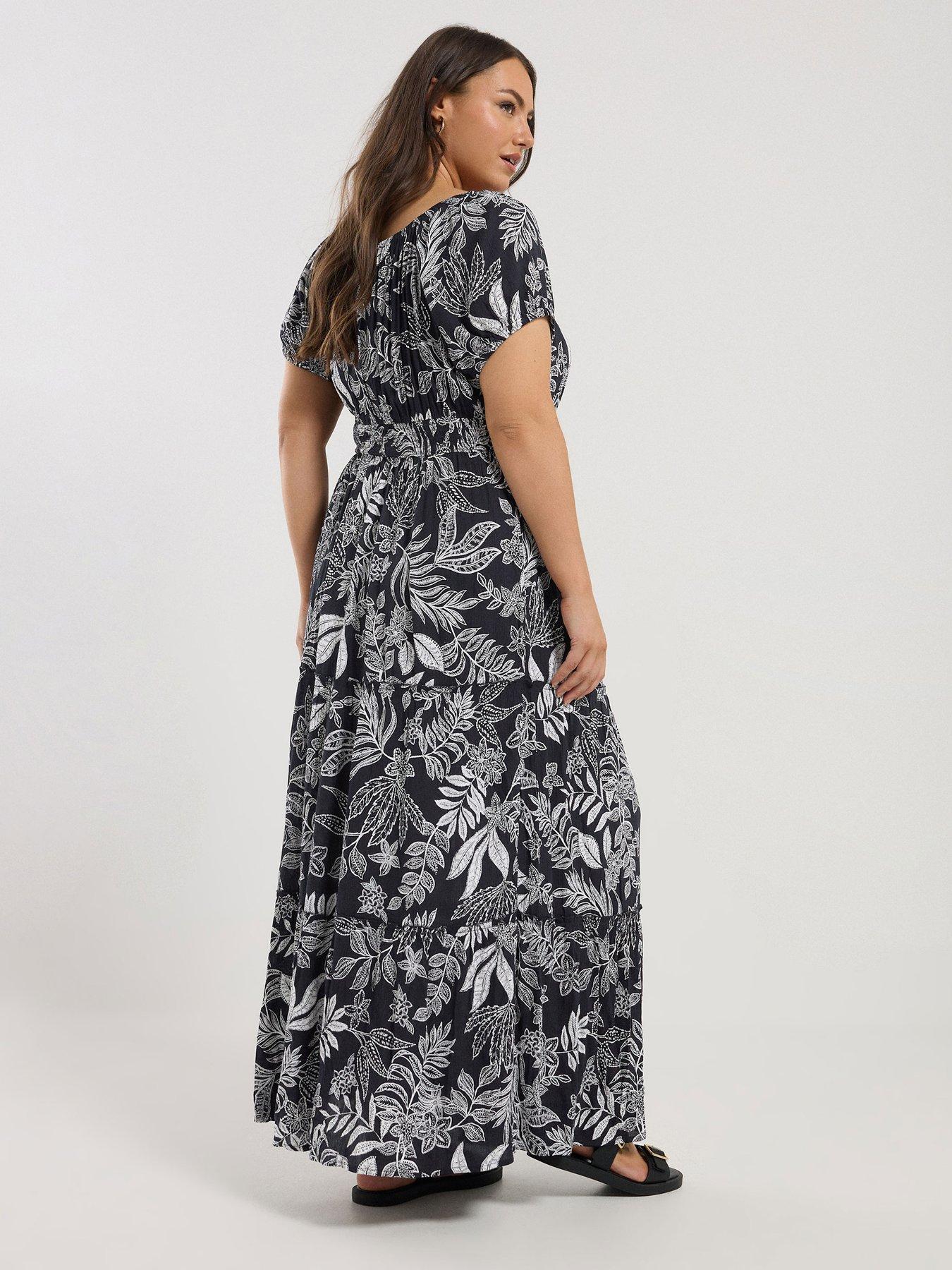  image of yours-curve-gypsy-bardot-maxi-dress-blue