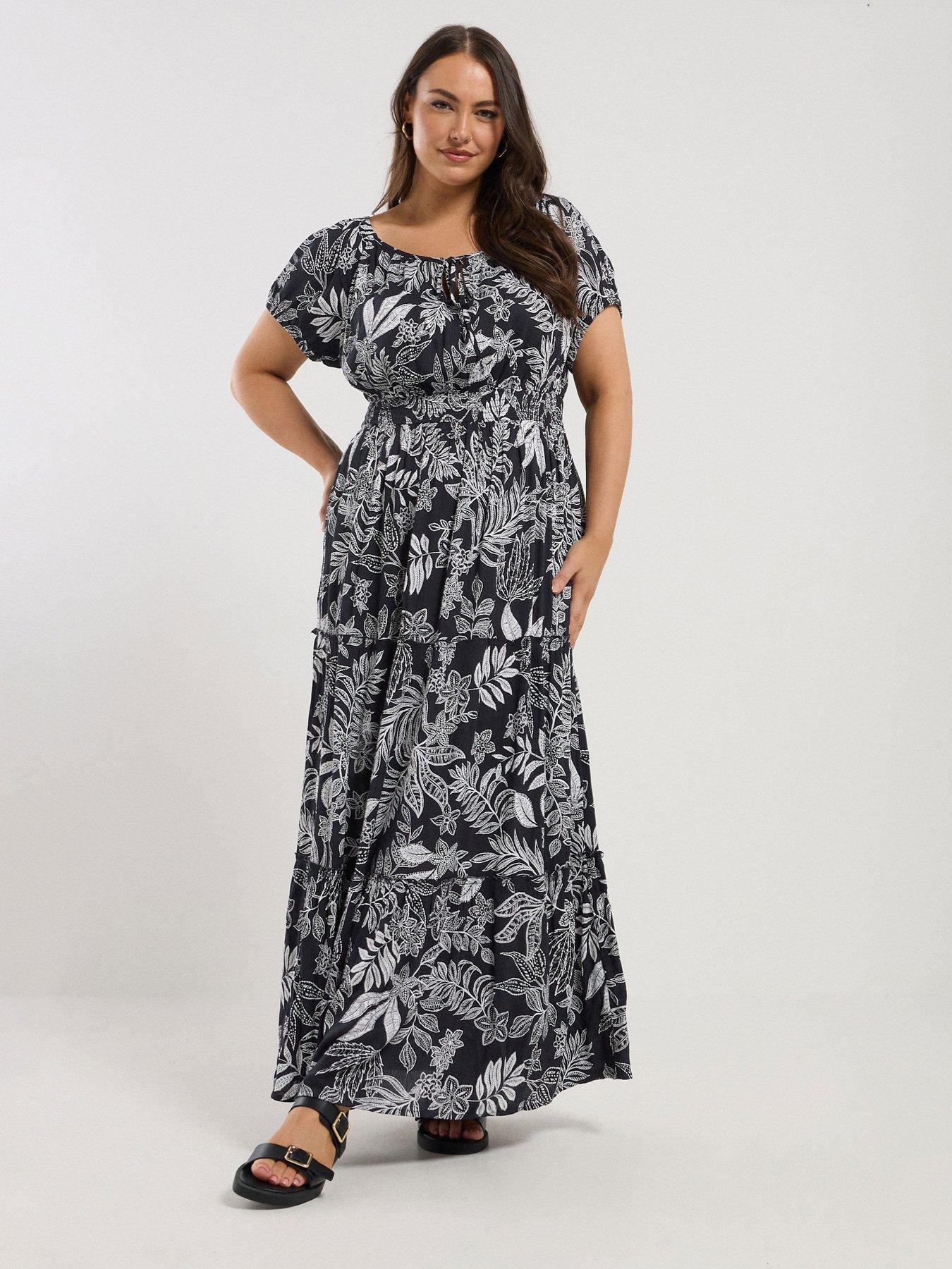  image of yours-curve-gypsy-bardot-maxi-dress-blue