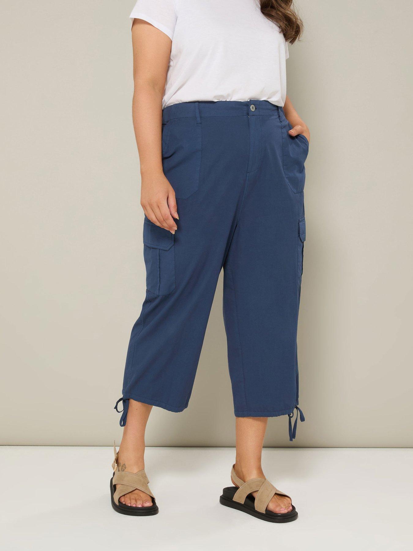 undefined Curve Woven Cargo Crop Trouser - Blue