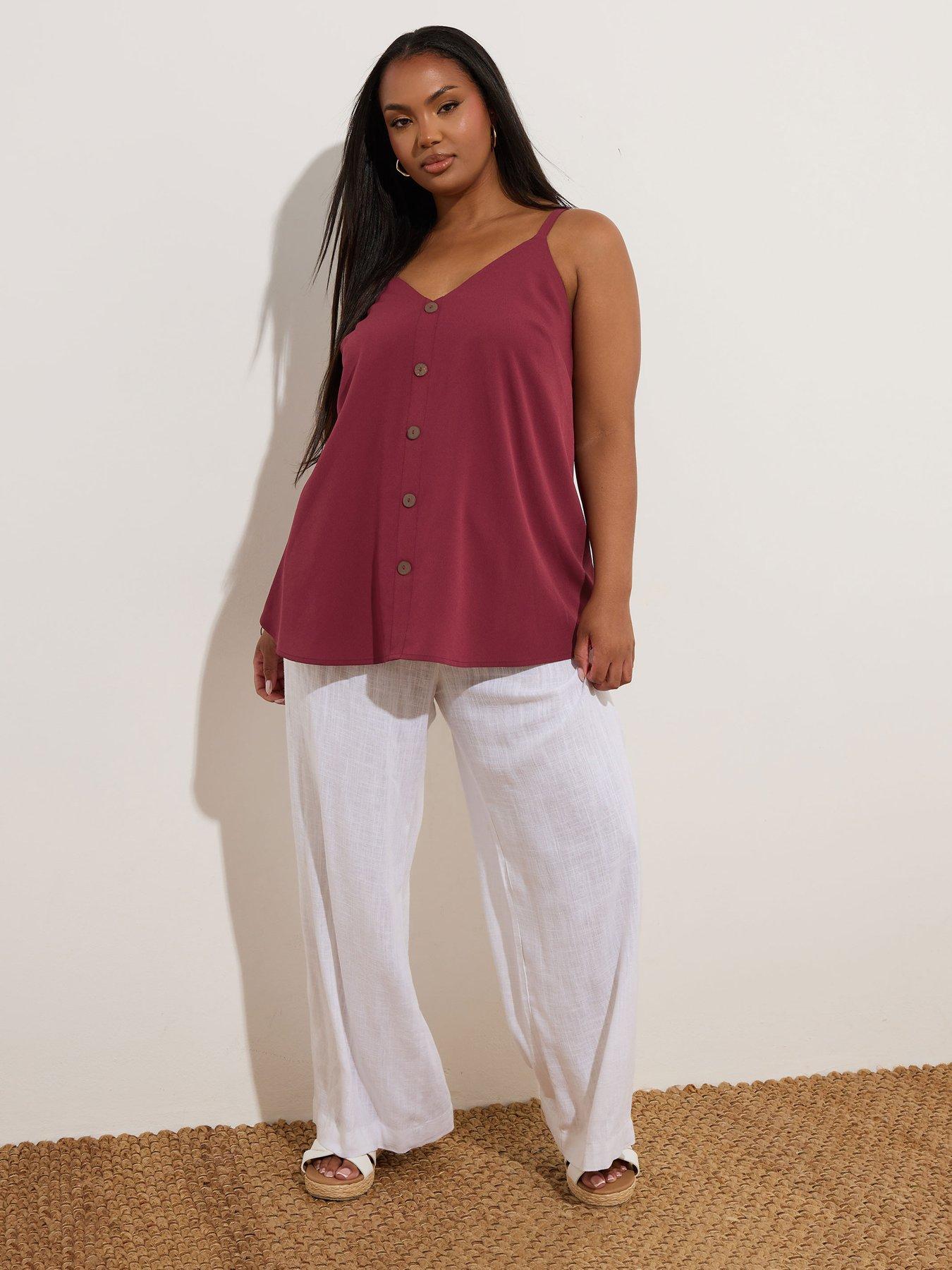  image of yours-curve-button-woven-cami-red
