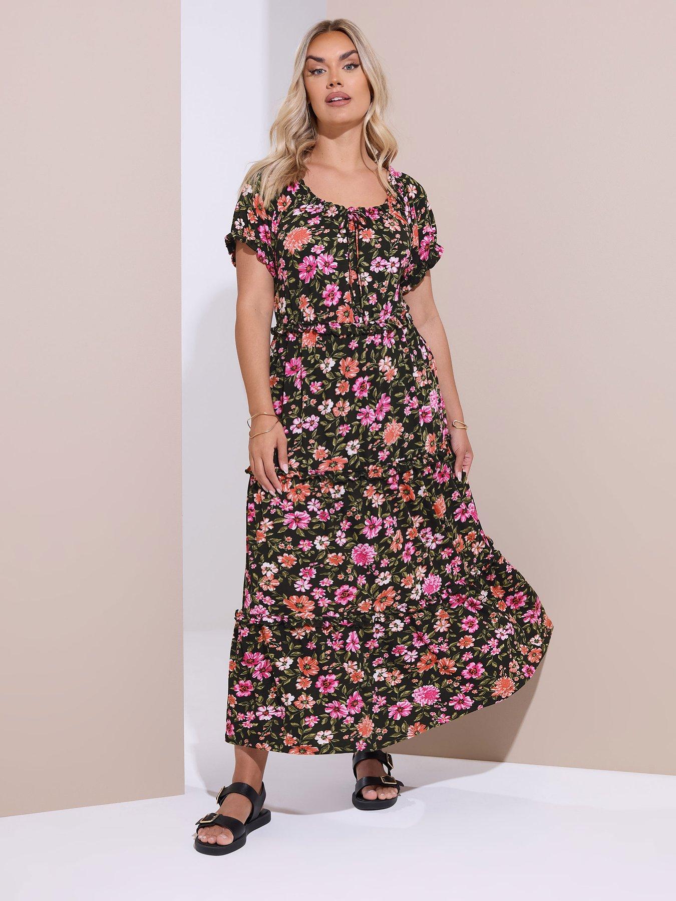 undefined Curve Milkmaid Tiered Maxi Dress