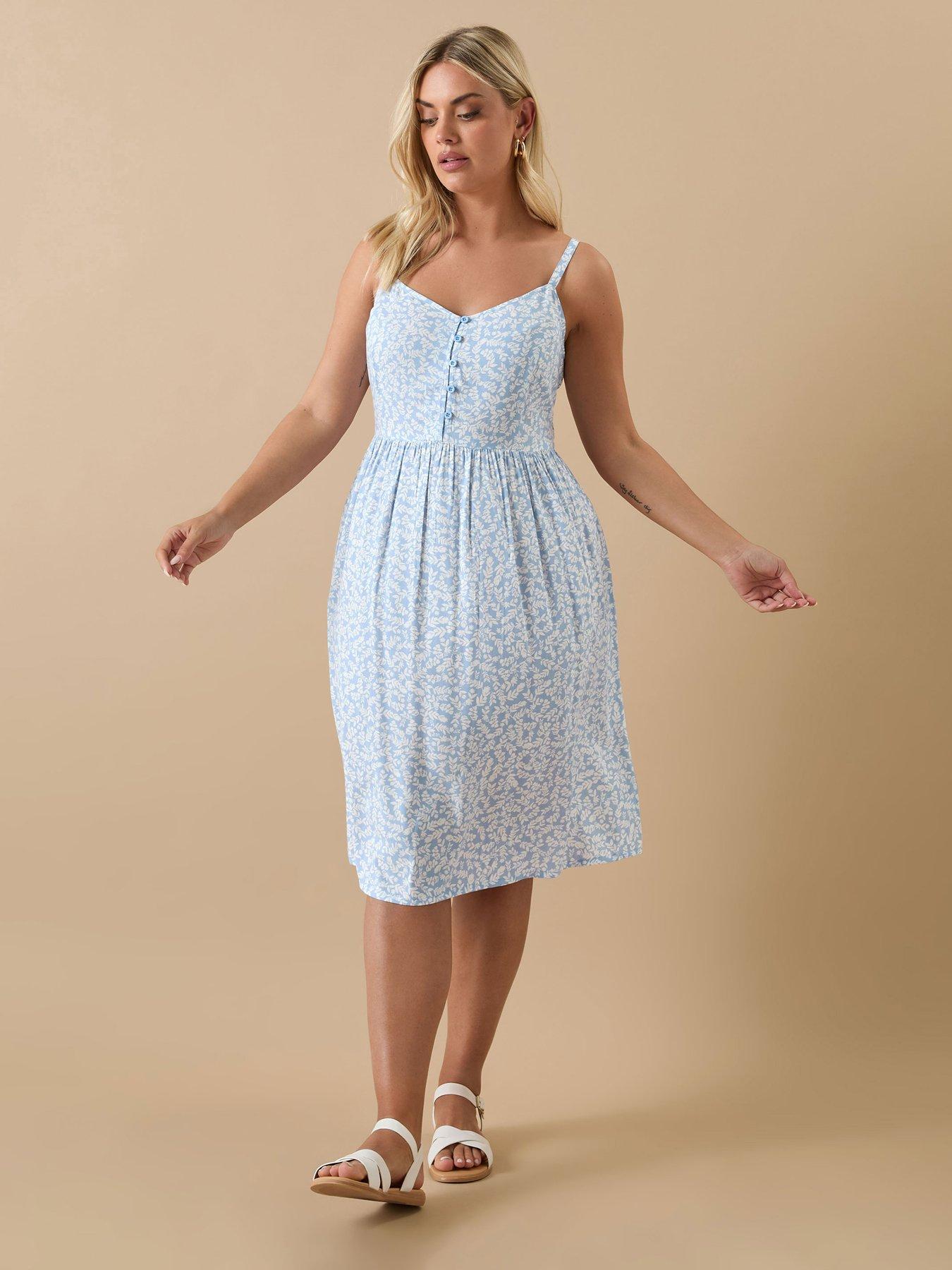 yours-curve-strappy-sun-dress-blue
