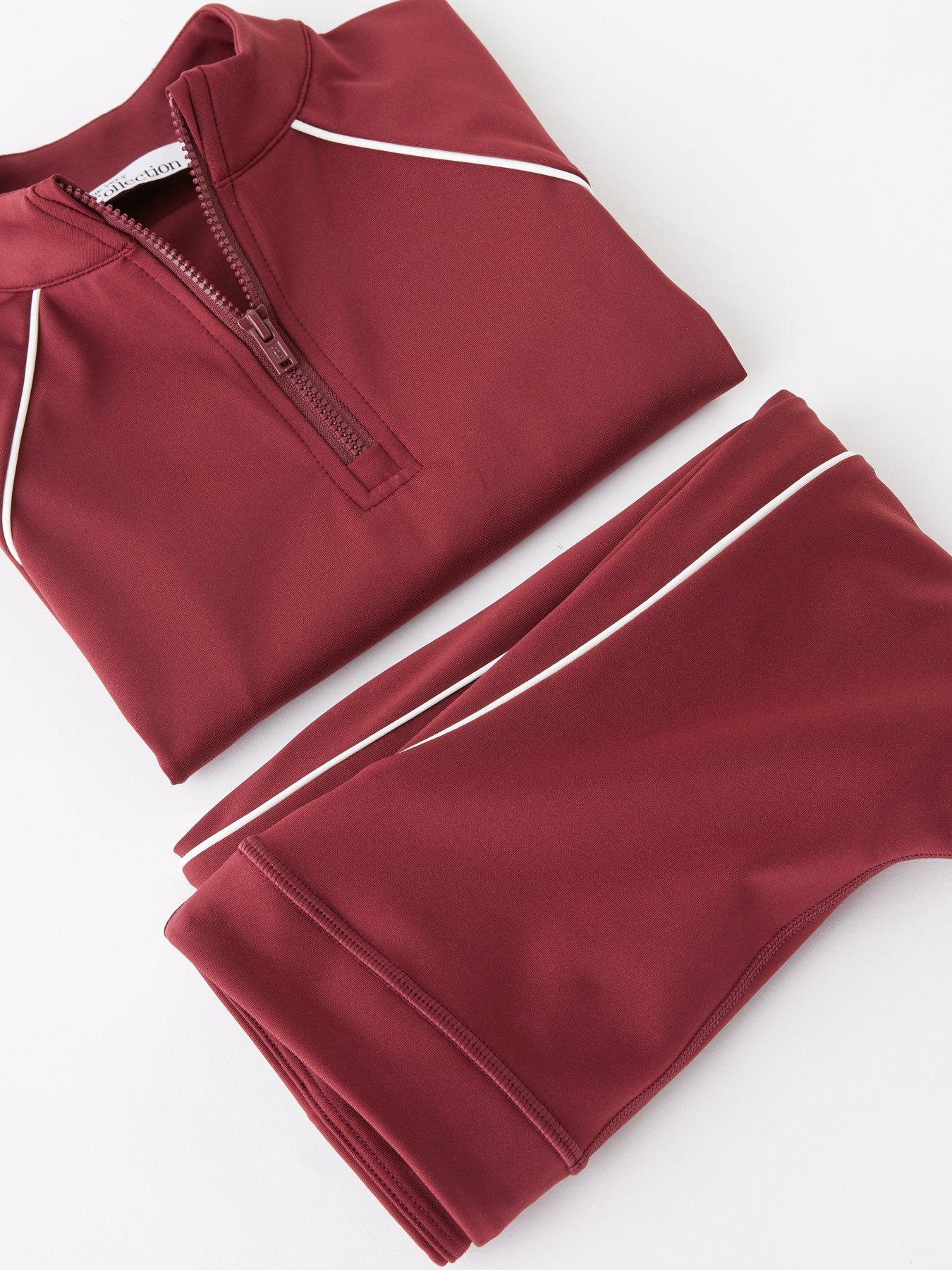 Image 4 of 4 of The Very Collection Girls Sportswear Half Zip Up Long Sleeve Top and Legging Set - Burgundy/Red