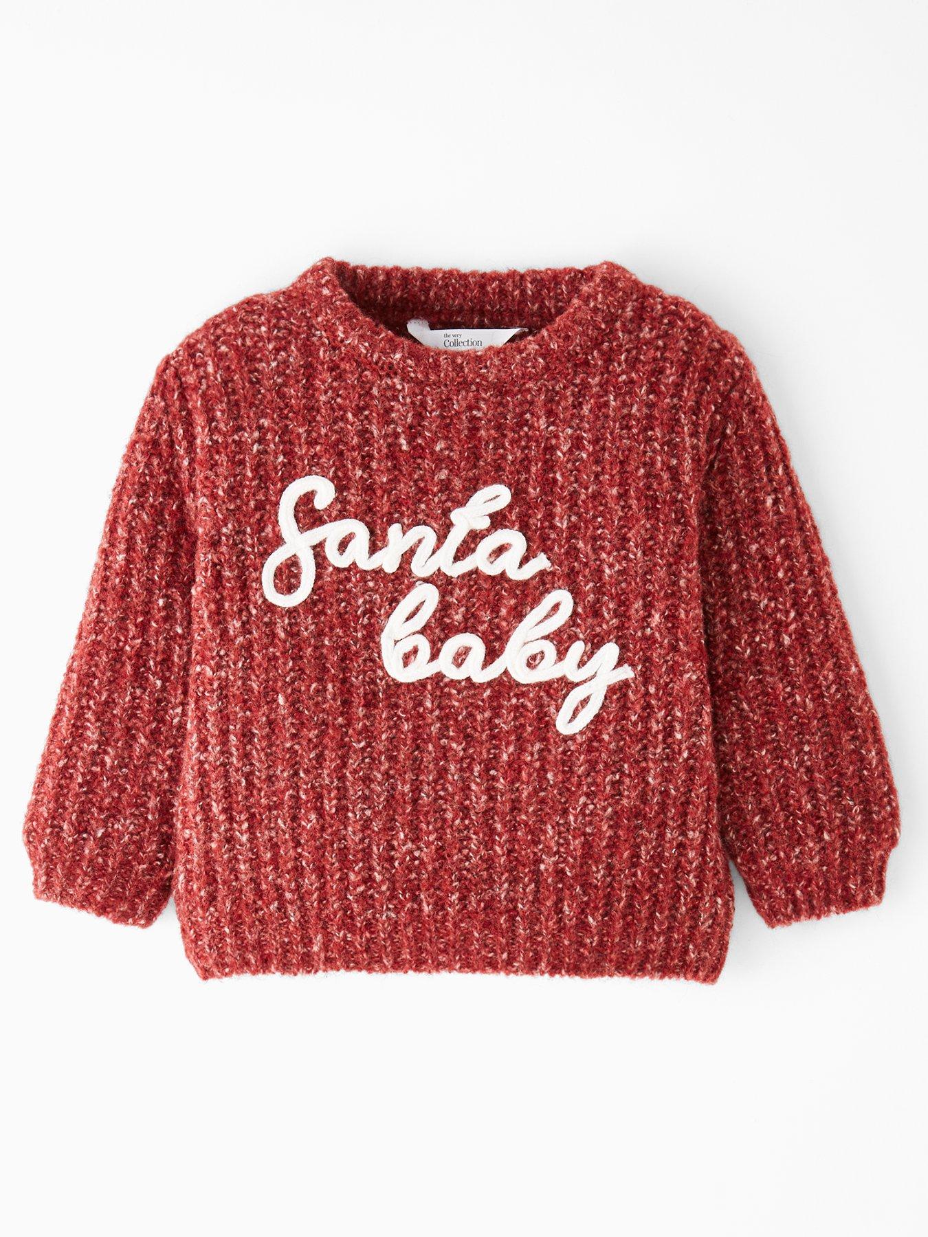 Image 1 of 5 of The Very Collection Santa Baby Knit Christmas Jumper - Red