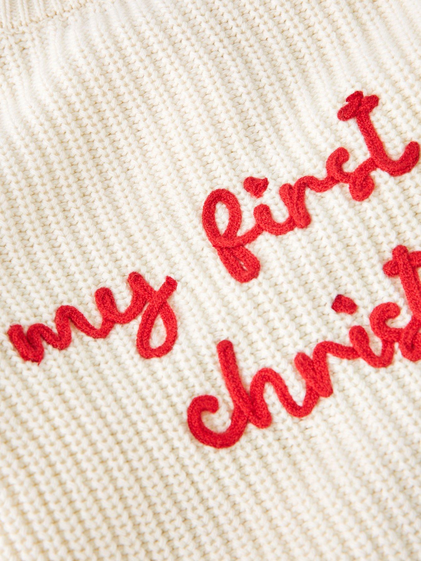 Image 4 of 5 of The Very Collection My First Christmas Knitted Cardigan - Cream