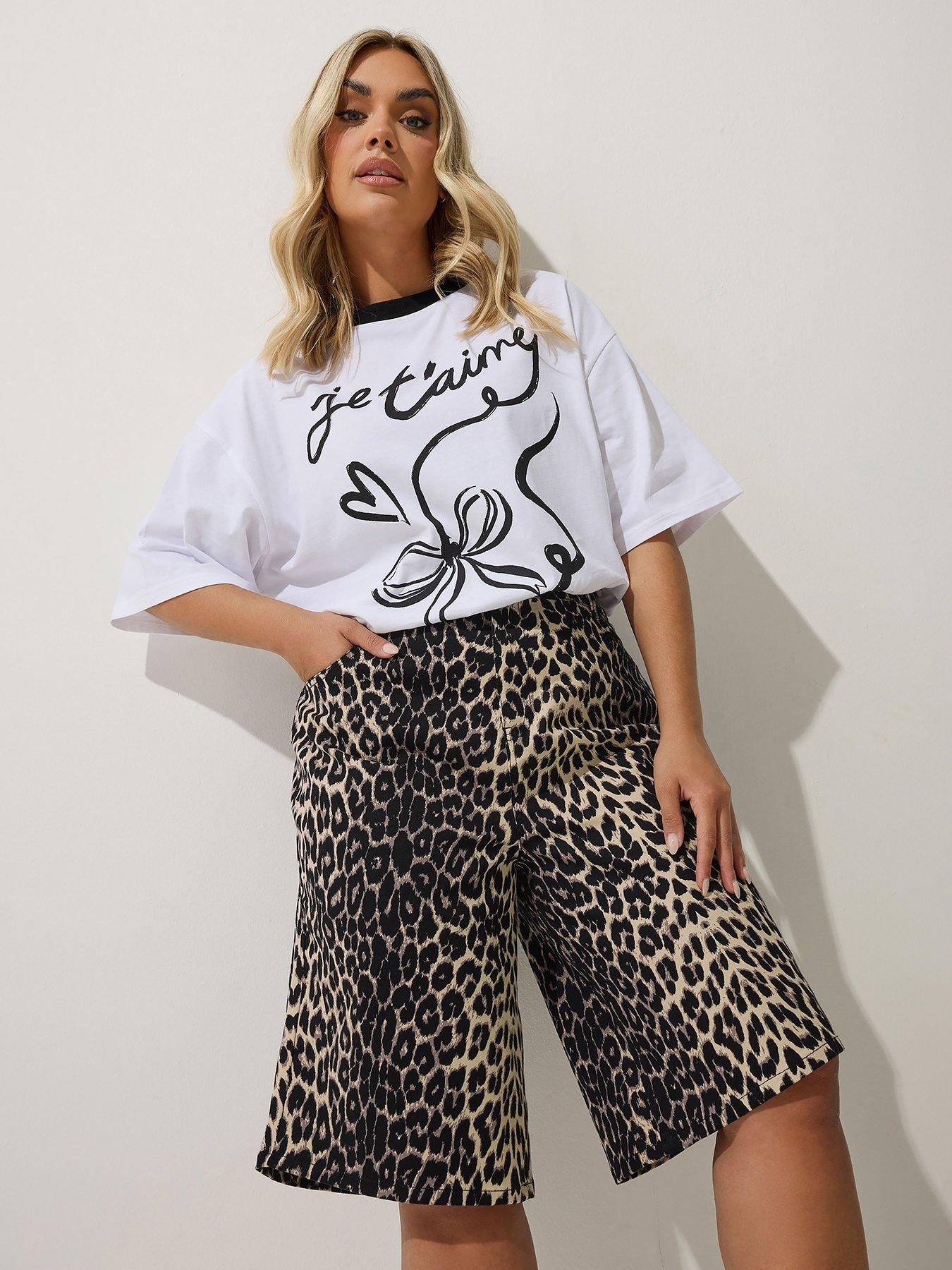 undefined Curve Leopard Jort - Brown