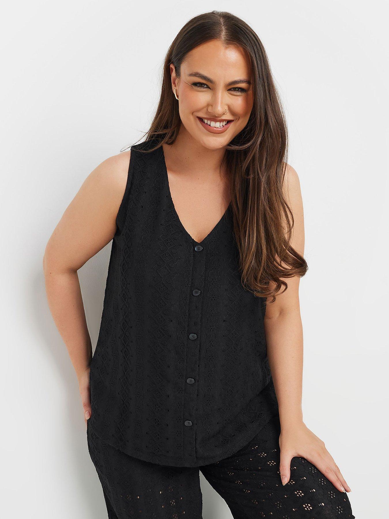  image of yours-curve-broderie-anglaise-waistcoat-black