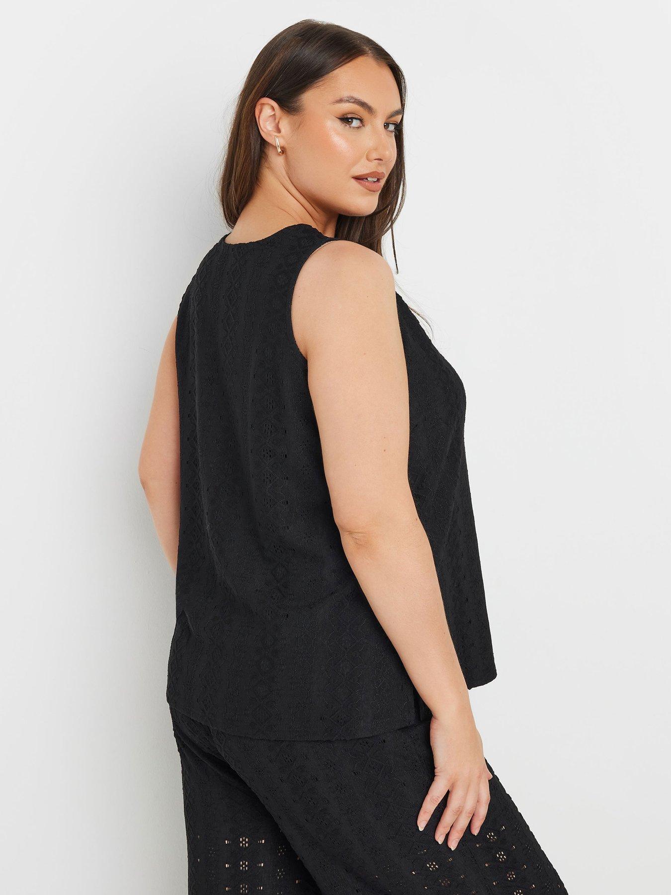  image of yours-curve-broderie-anglaise-waistcoat-black