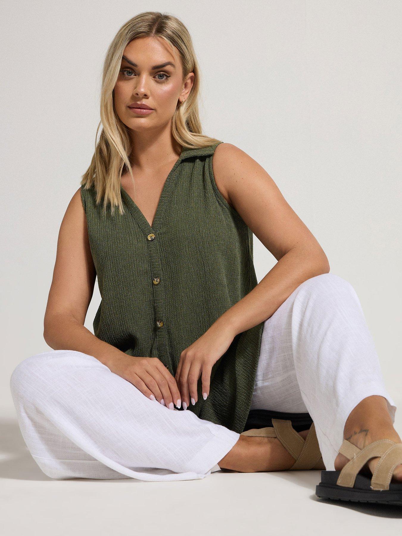 yours-curve-sleeveless-shirt-green