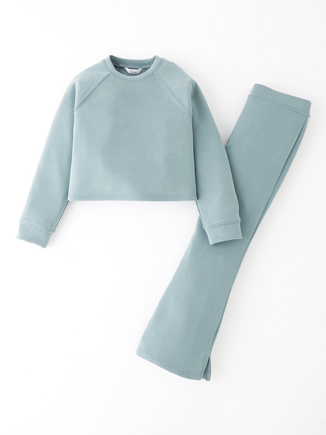 The Very Collection Girls Soft Touch Sweater and Flare Trouser Set - Green