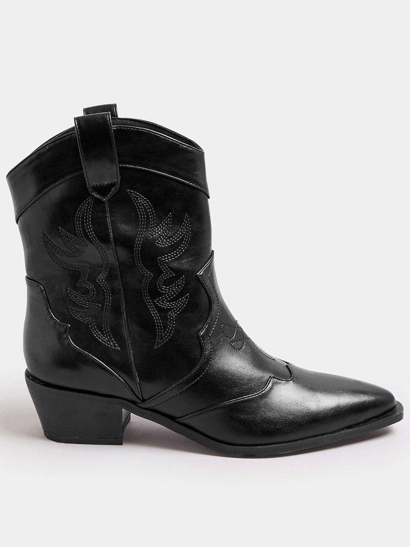 undefined PU Western Stitch Detail Boot - Black