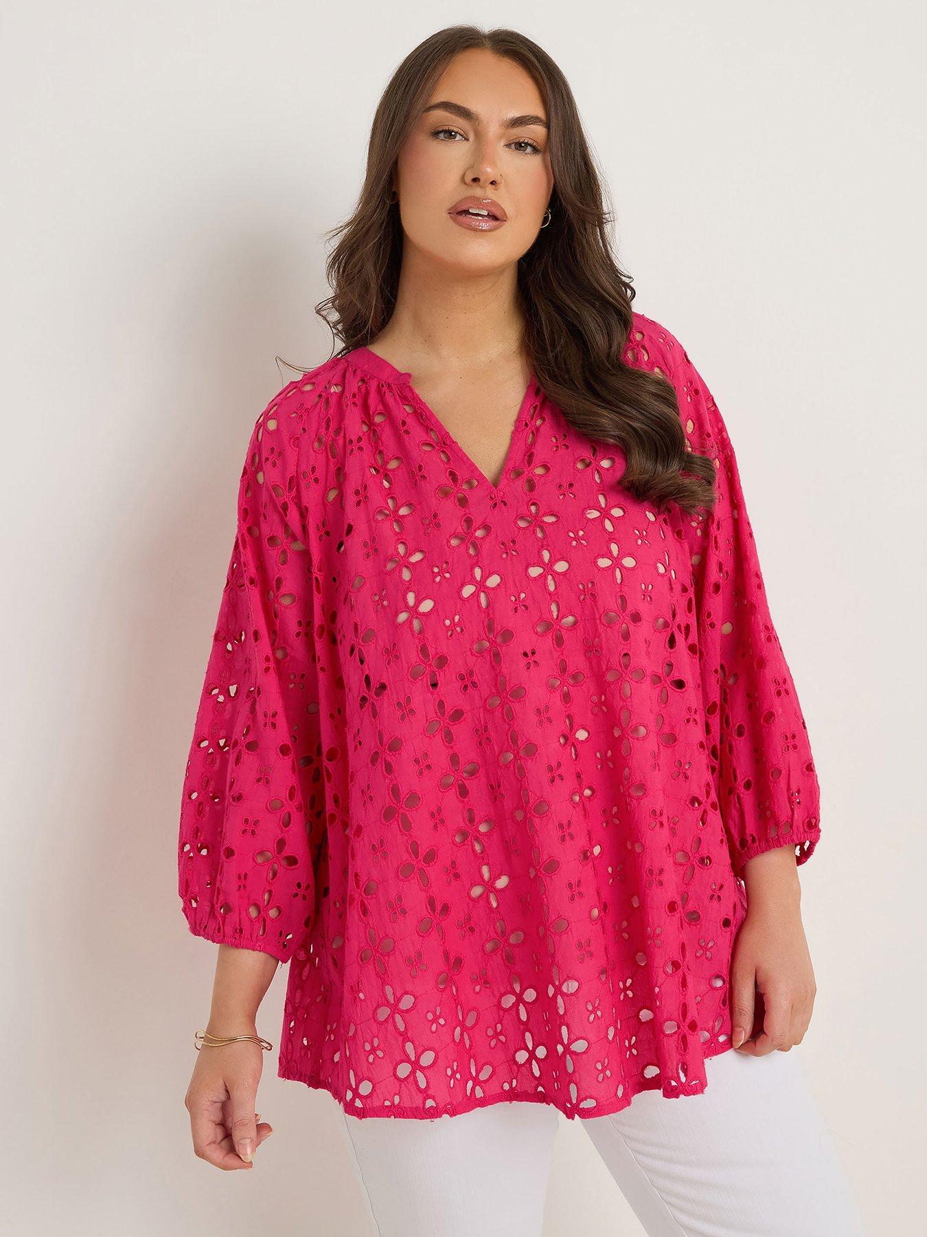 undefined Half Placket Top - Pink