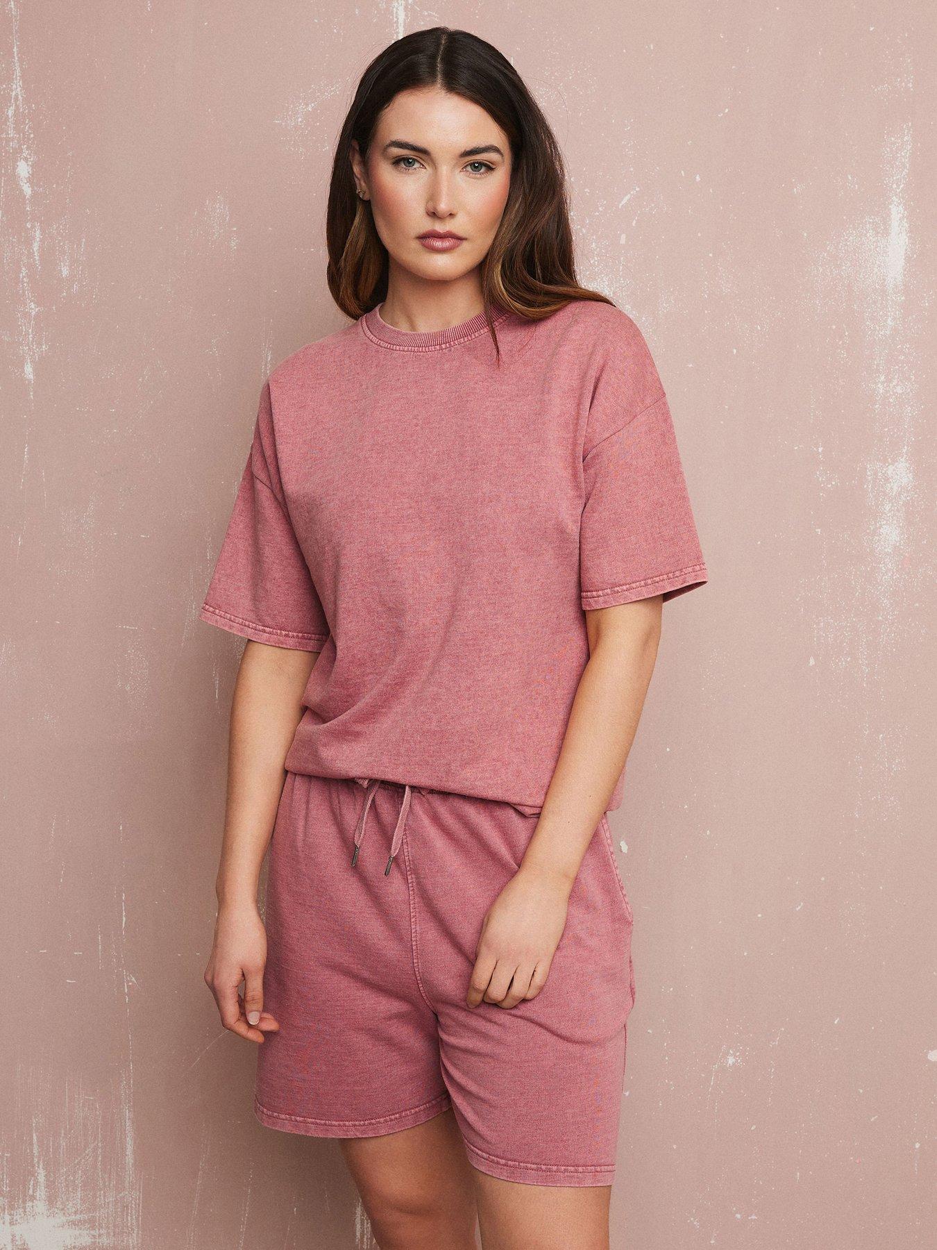 undefined Acid Wash Shorts - Pink