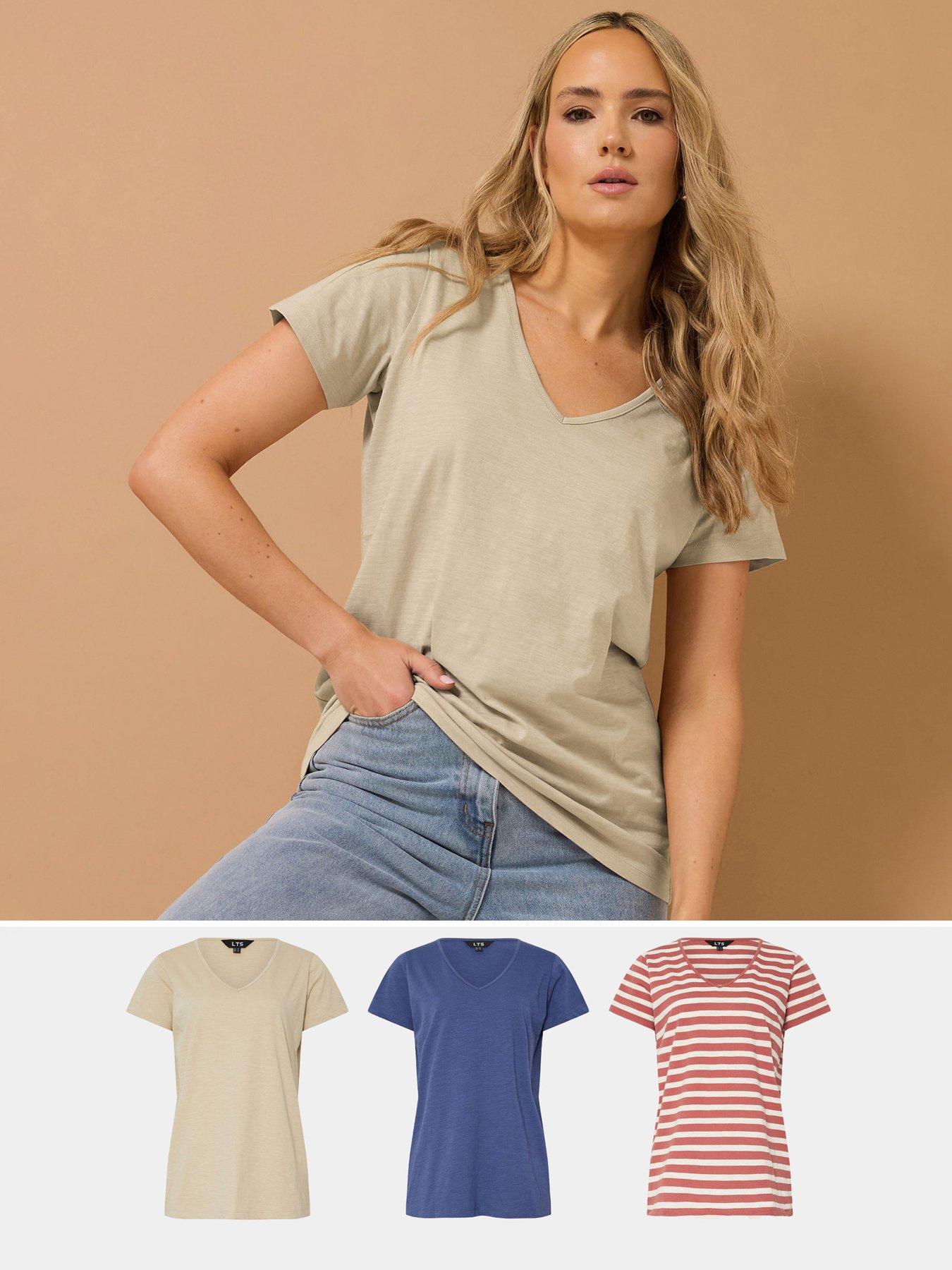  image of long-tall-sally-3-pack-v-neck-t-shirt-pink