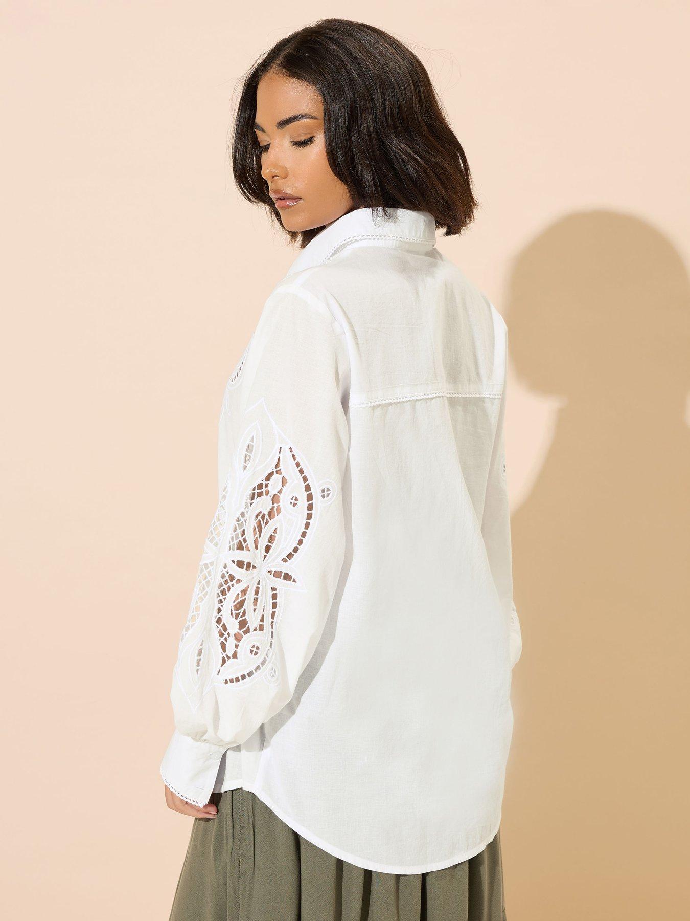 Image 2 of 5 of PixieGirl Petite Crochet Shirt - White