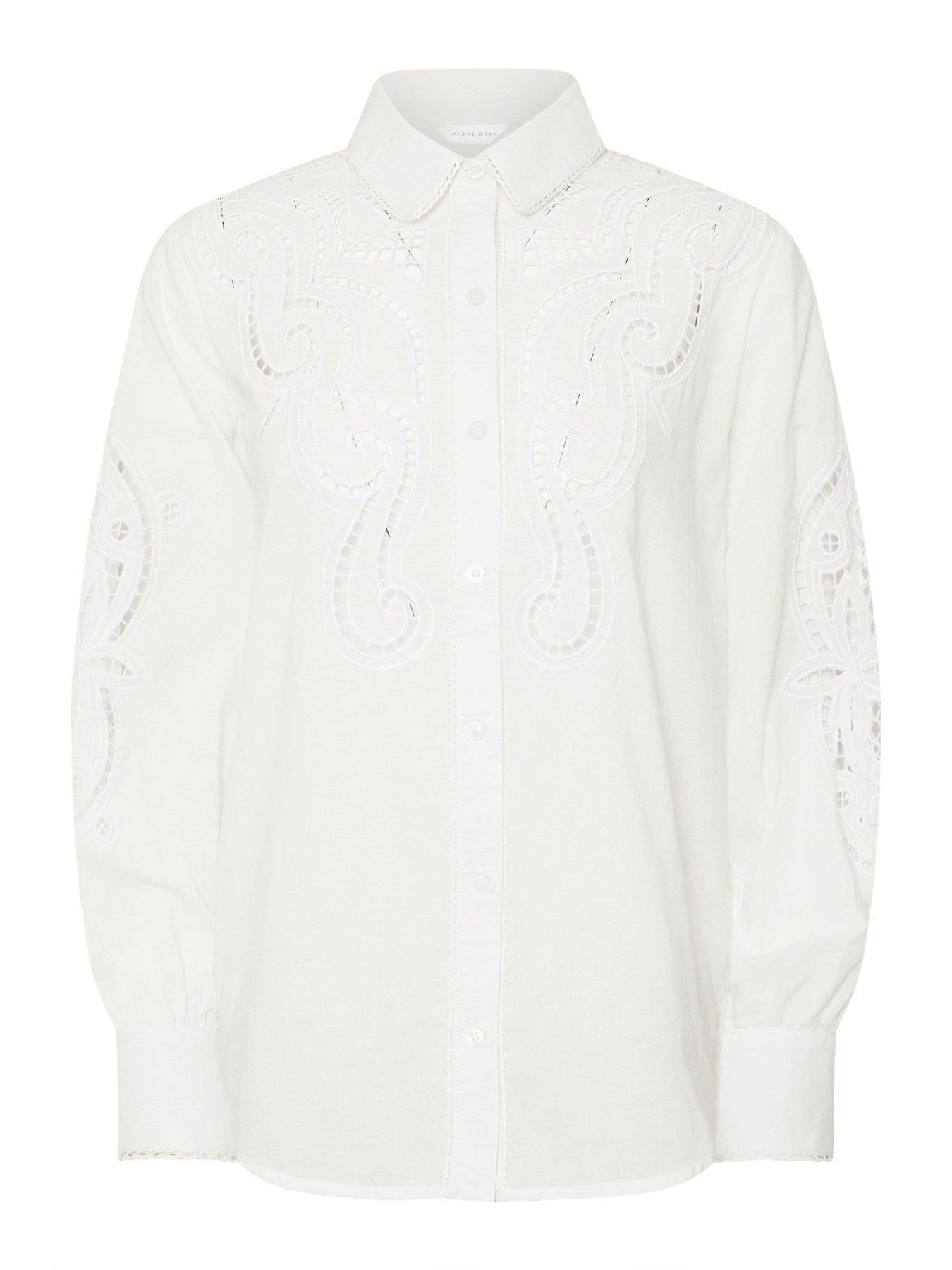 Image 5 of 5 of PixieGirl Petite Crochet Shirt - White