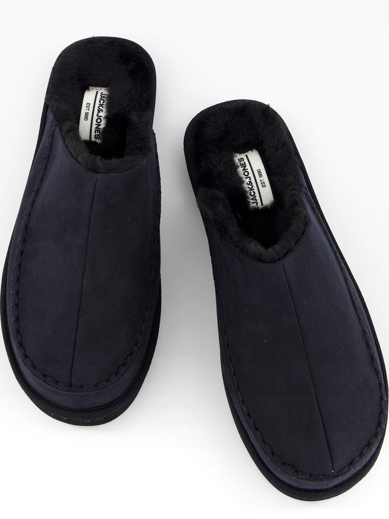  image of jack-jones-manor-moccasin-mule-slippers-dark-grey