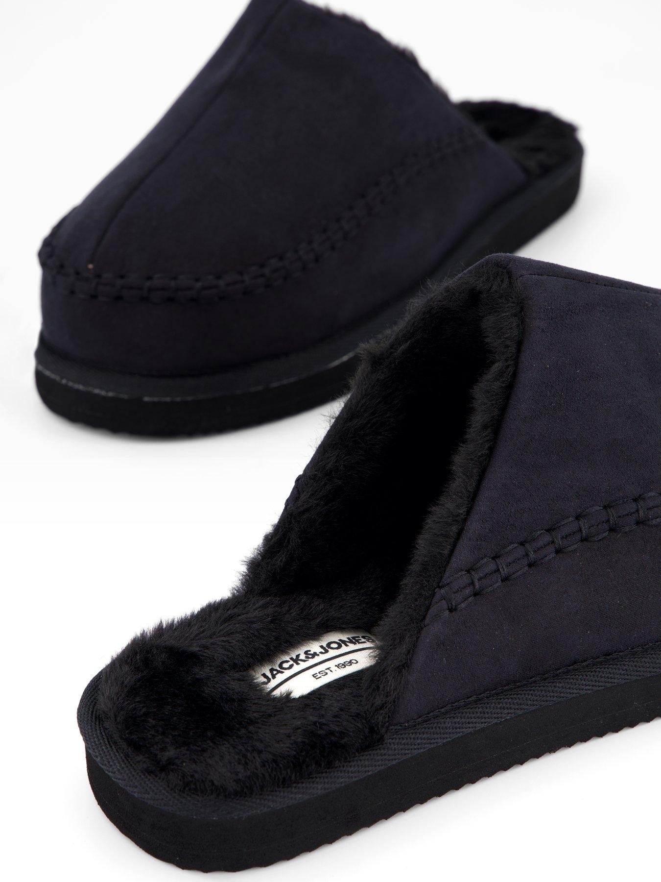  image of jack-jones-manor-moccasin-mule-slippers-dark-grey