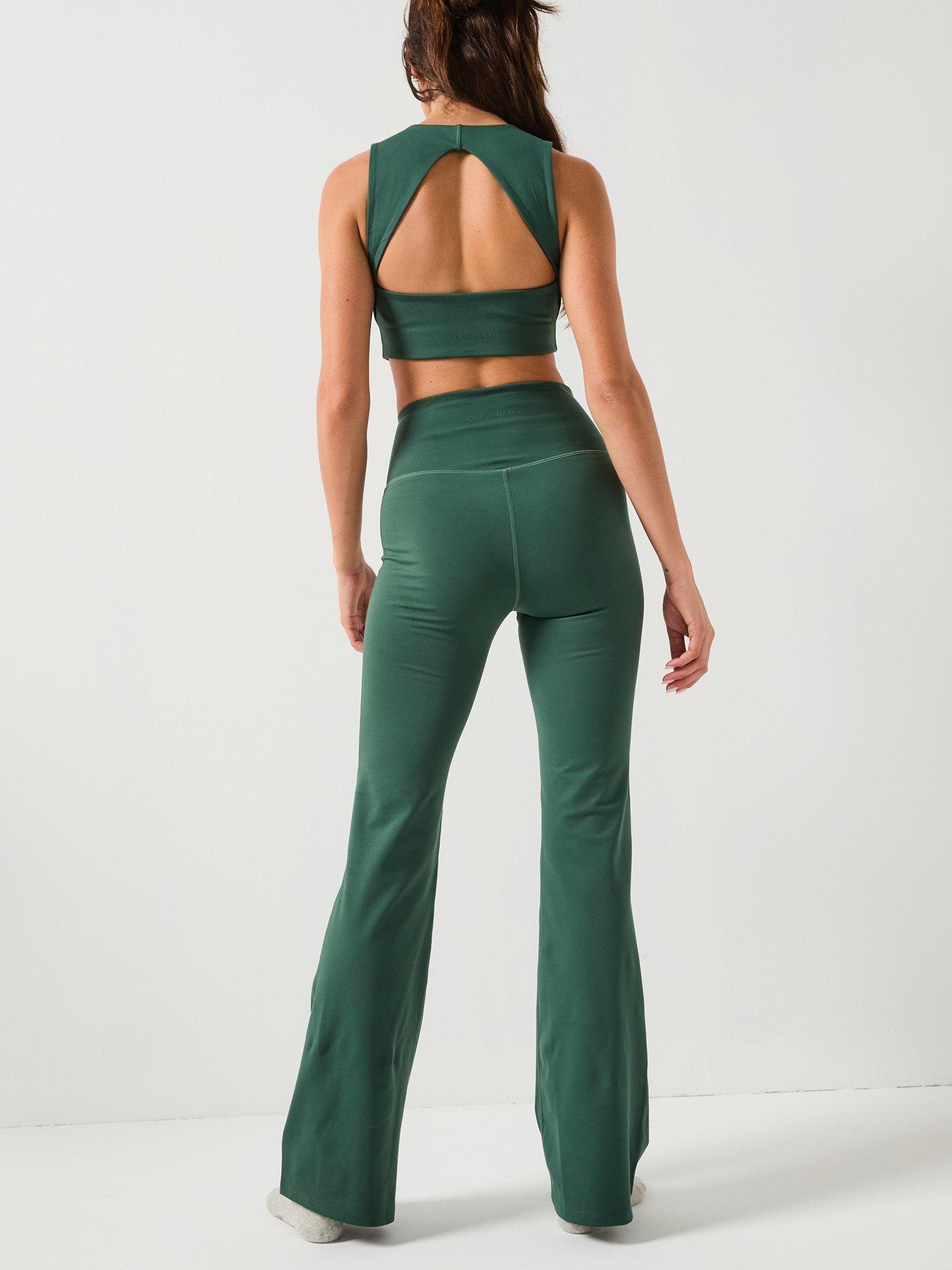  image of girlfriend-collective-womens-training-flare-legging-green